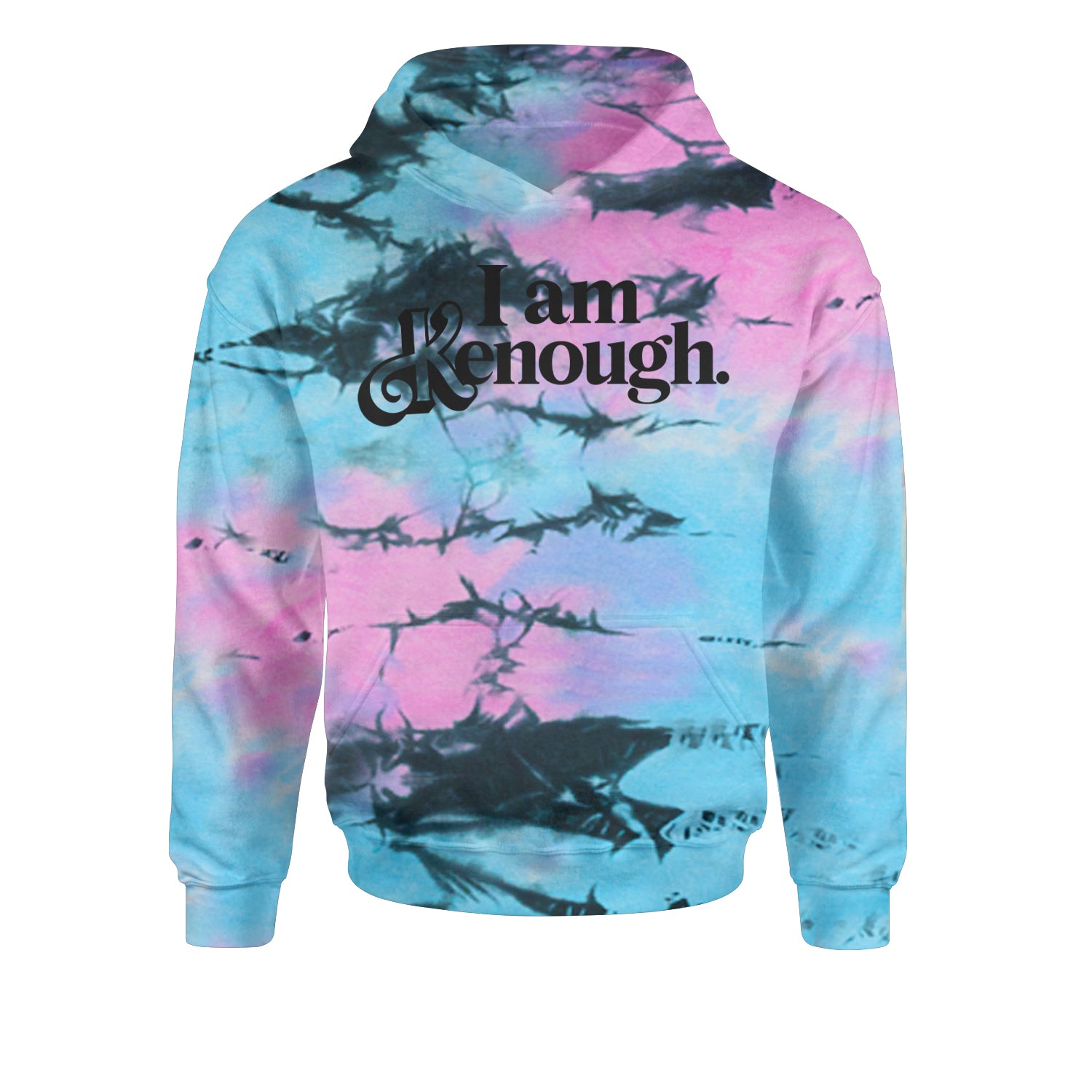 I Am Kenough Barbenheimer Youth-Sized Hoodie Tie-Dye Pacific