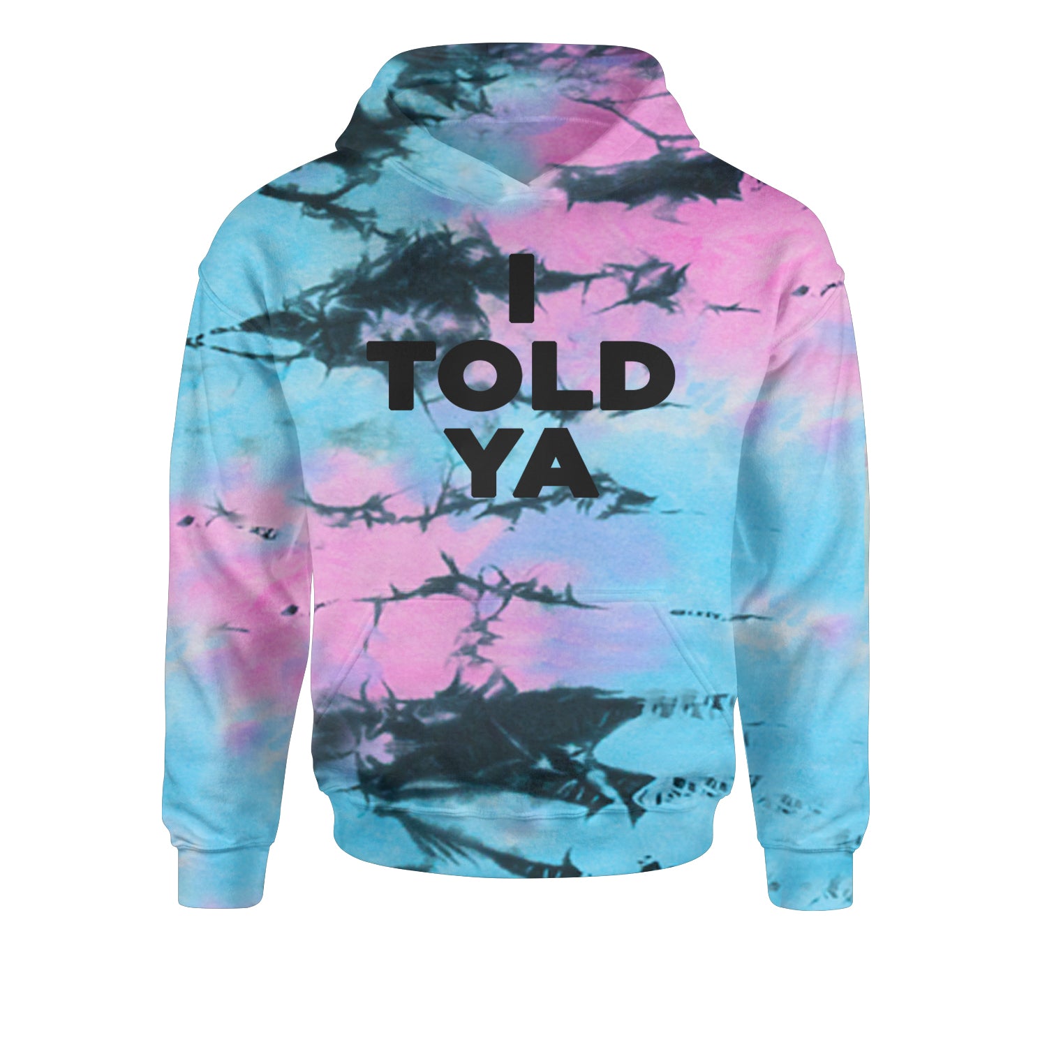 I Told Ya Challenger Black Print Youth-Sized Hoodie Tie-Dye Pacific