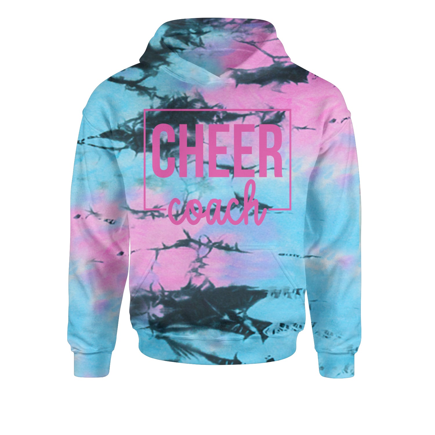 Cheer Coach Cheerleader Youth-Sized Hoodie Tie-Dye Pacific