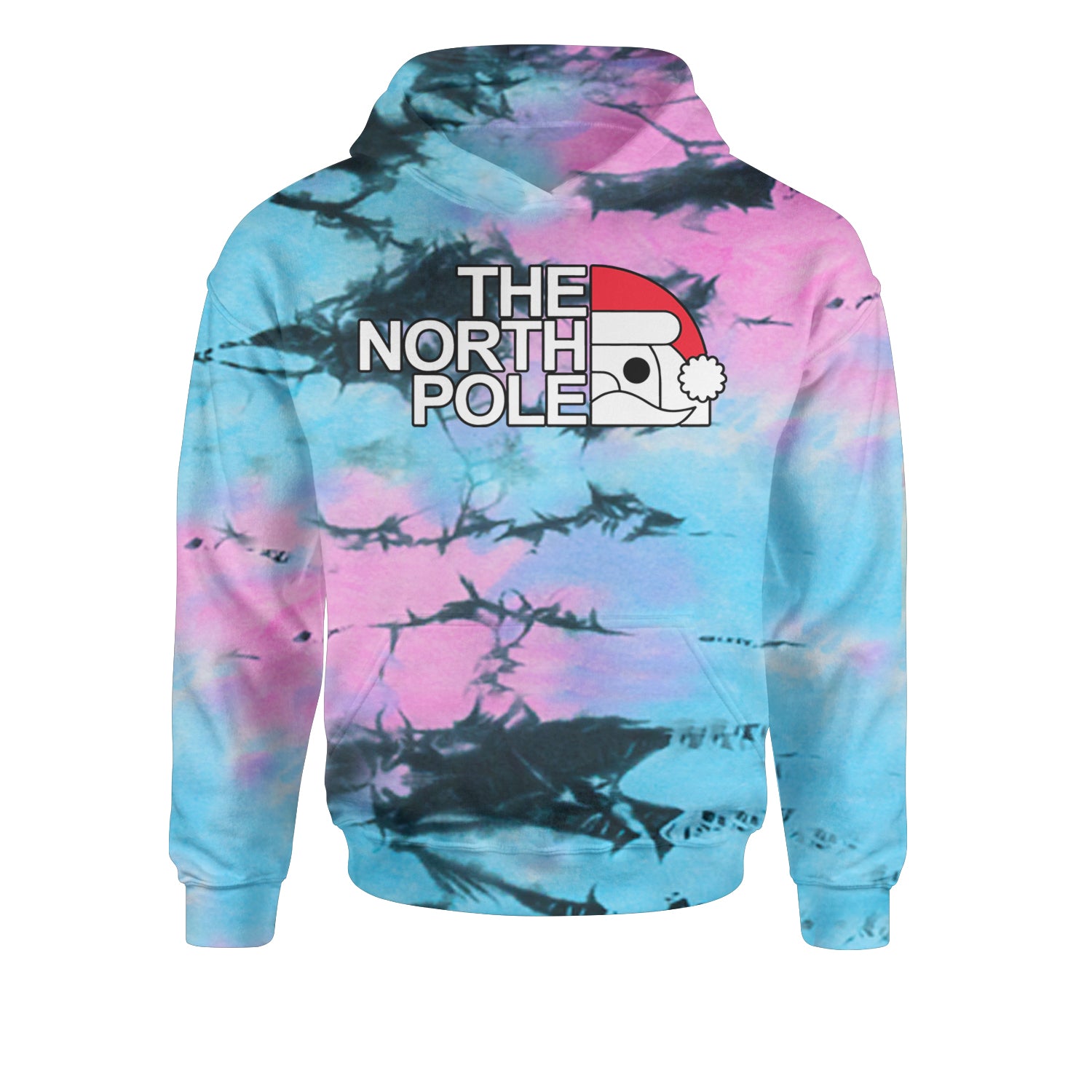 The North Pole Santa FaceYouth-Sized Hoodie Tie-Dye Pacific