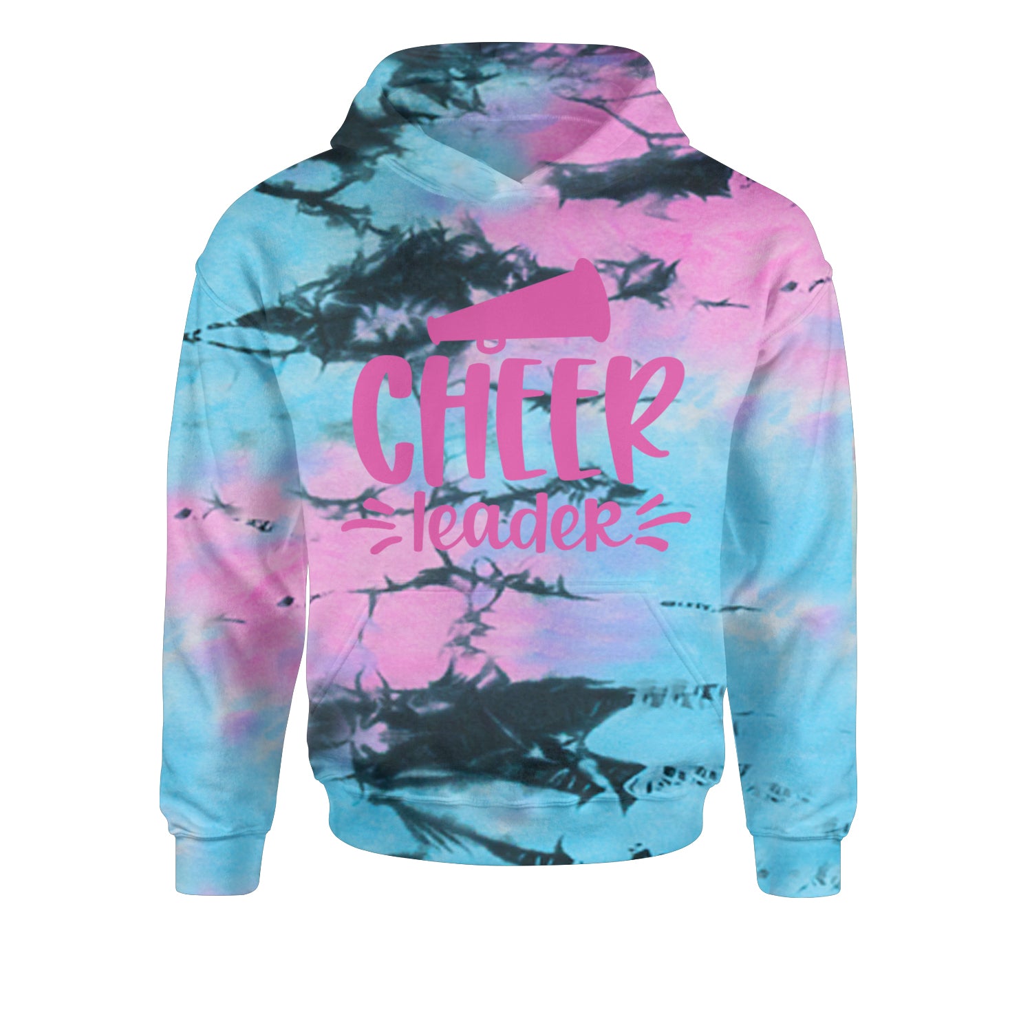 Cheerleader Bullhorn Youth-Sized Hoodie Tie-Dye Pacific