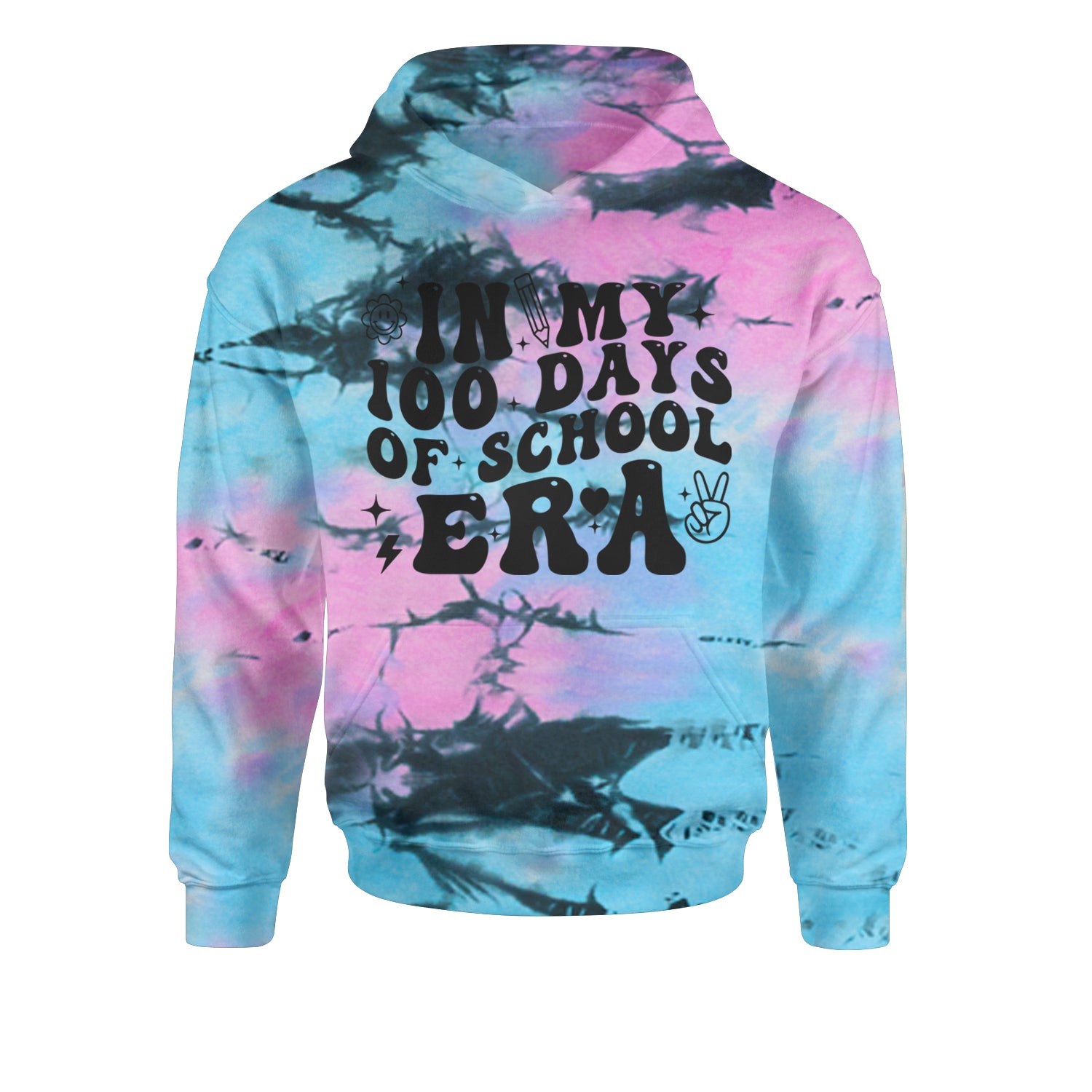 In My 100 Days Of School Era Youth-Sized Hoodie Tie-Dye Pacific