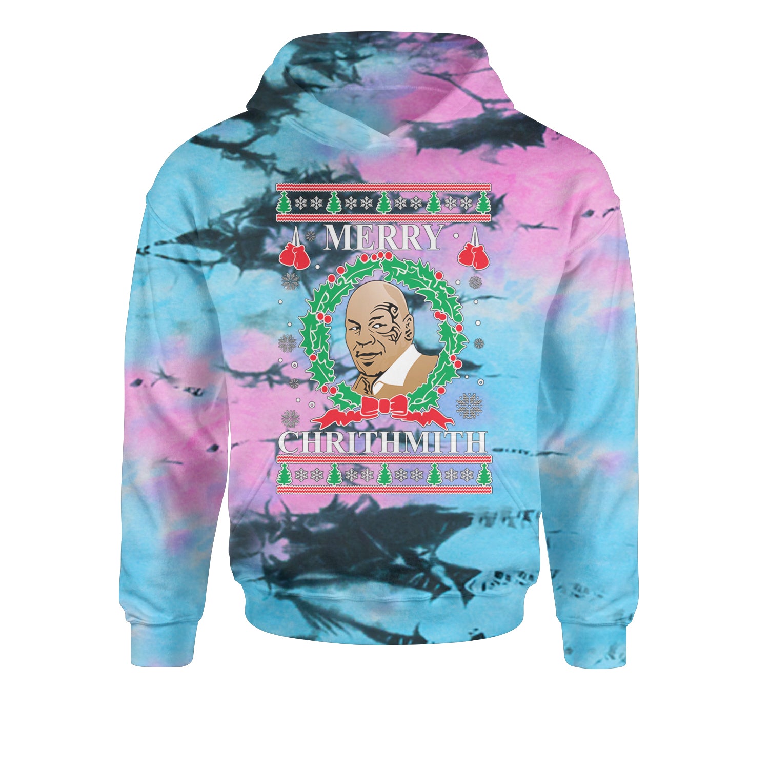 Merry Chrithmith Ugly ChristmasYouth-Sized Hoodie Tie-Dye Pacific