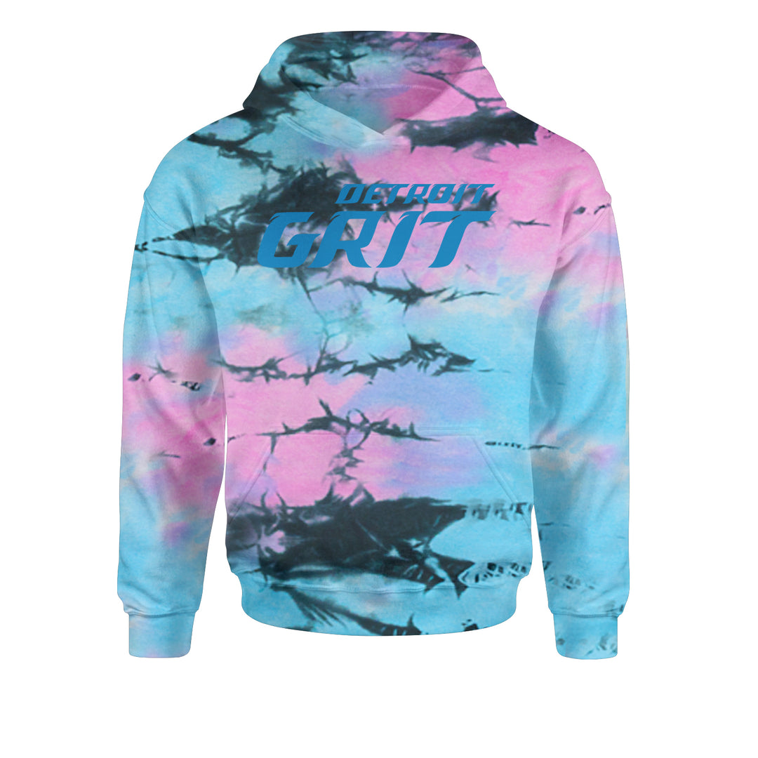 Grit Detroit Football Hard Knocks Youth-Sized Hoodie Tie-Dye Pacific