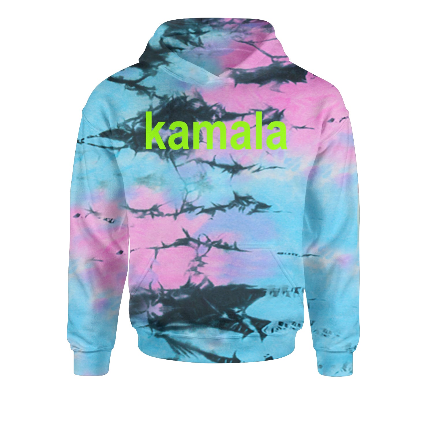 Kamala Bright Green Brat Coconut Tree Youth-Sized Hoodie Tie-Dye Pacific