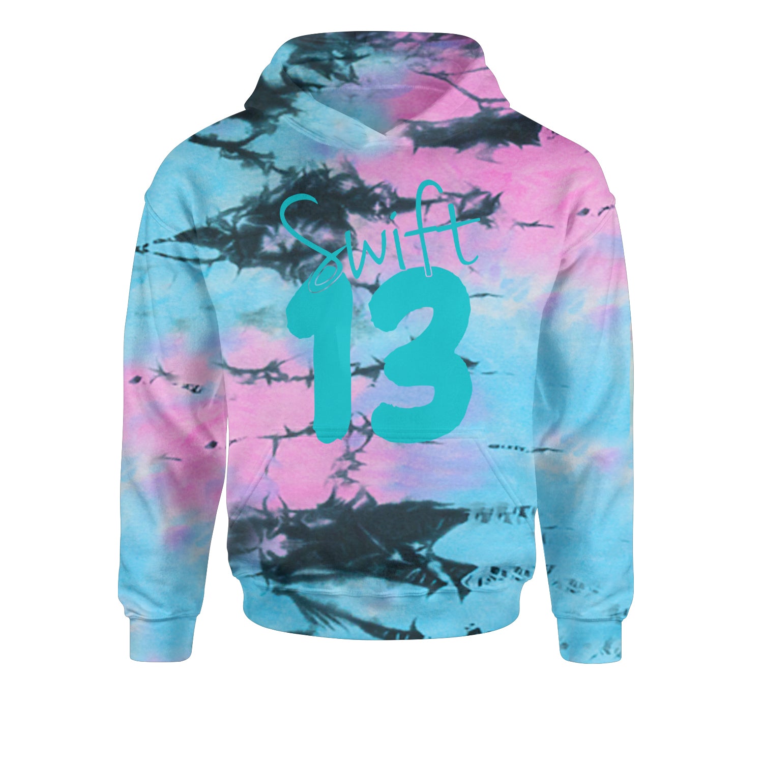 13 Swift 13 Lucky Number Era TTPD Youth-Sized Hoodie Tie-Dye Pacific