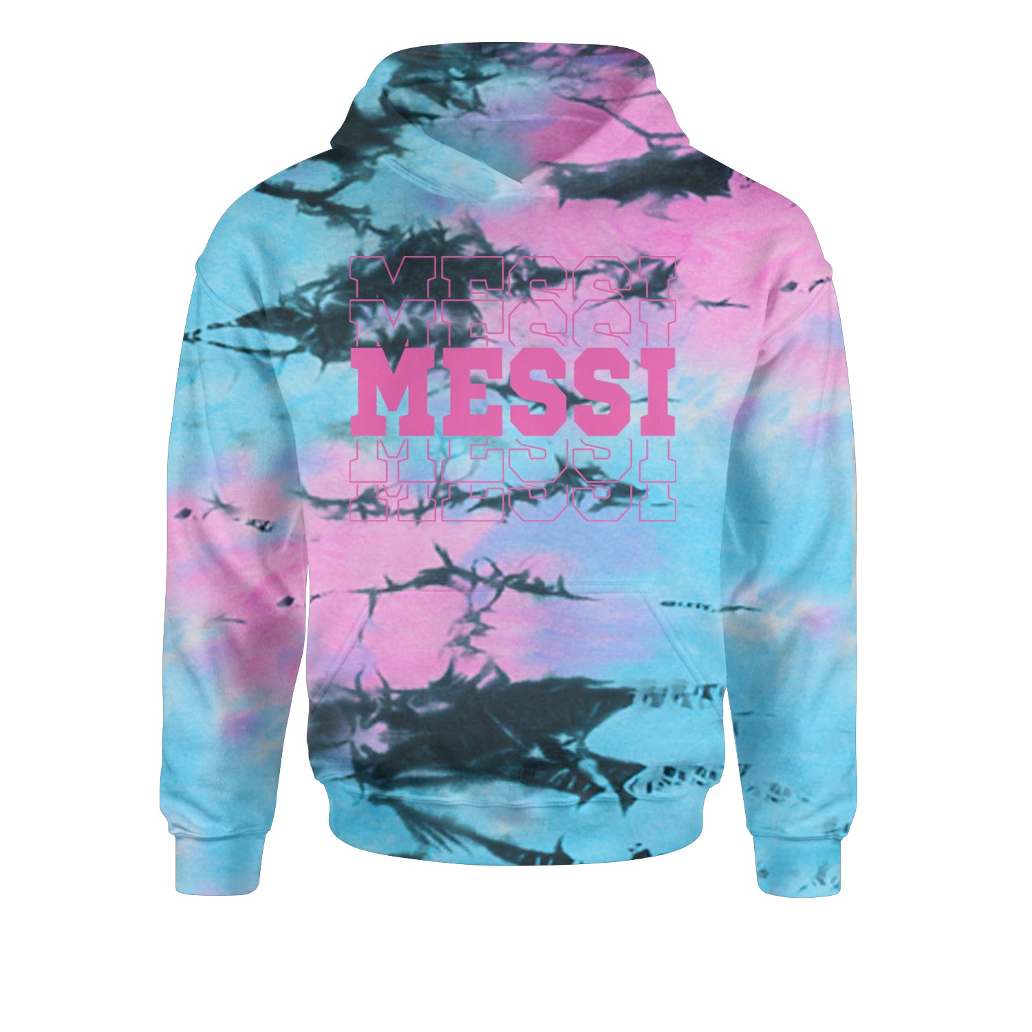 Messi Miami Futbol Youth-Sized Hoodie Tie-Dye Pacific