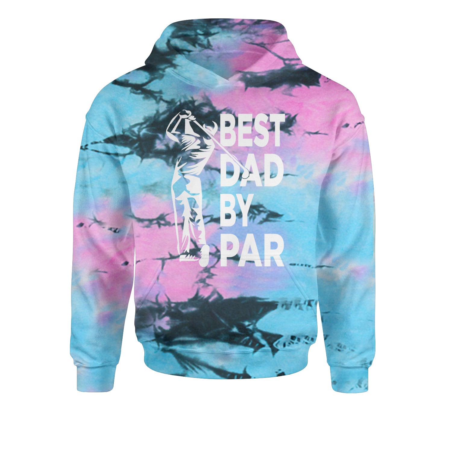 Best Dad By Par Golfing Gift For Father Youth-Sized Hoodie Tie-Dye Pacific