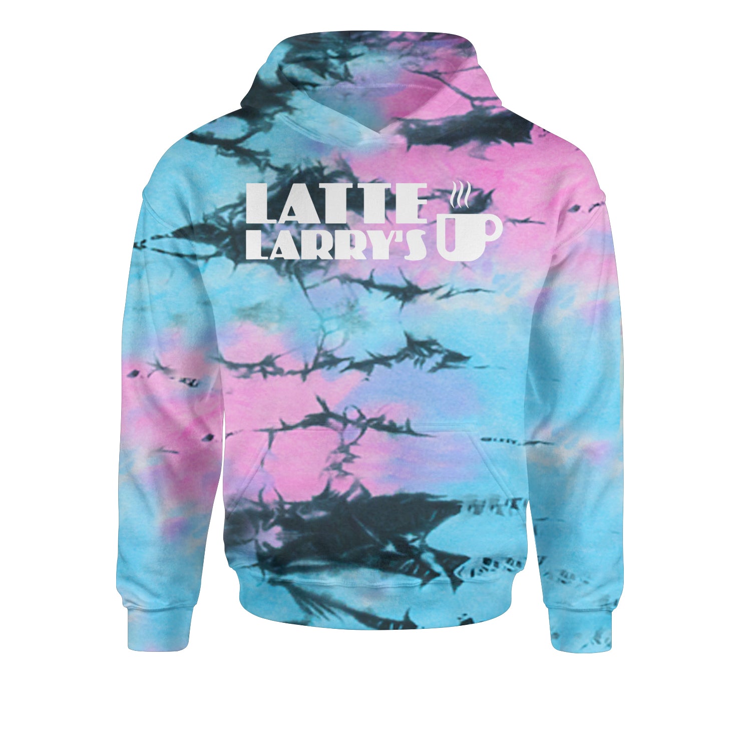 Latte Larry's Enthusiastic Coffee Youth-Sized Hoodie Tie-Dye Pacific