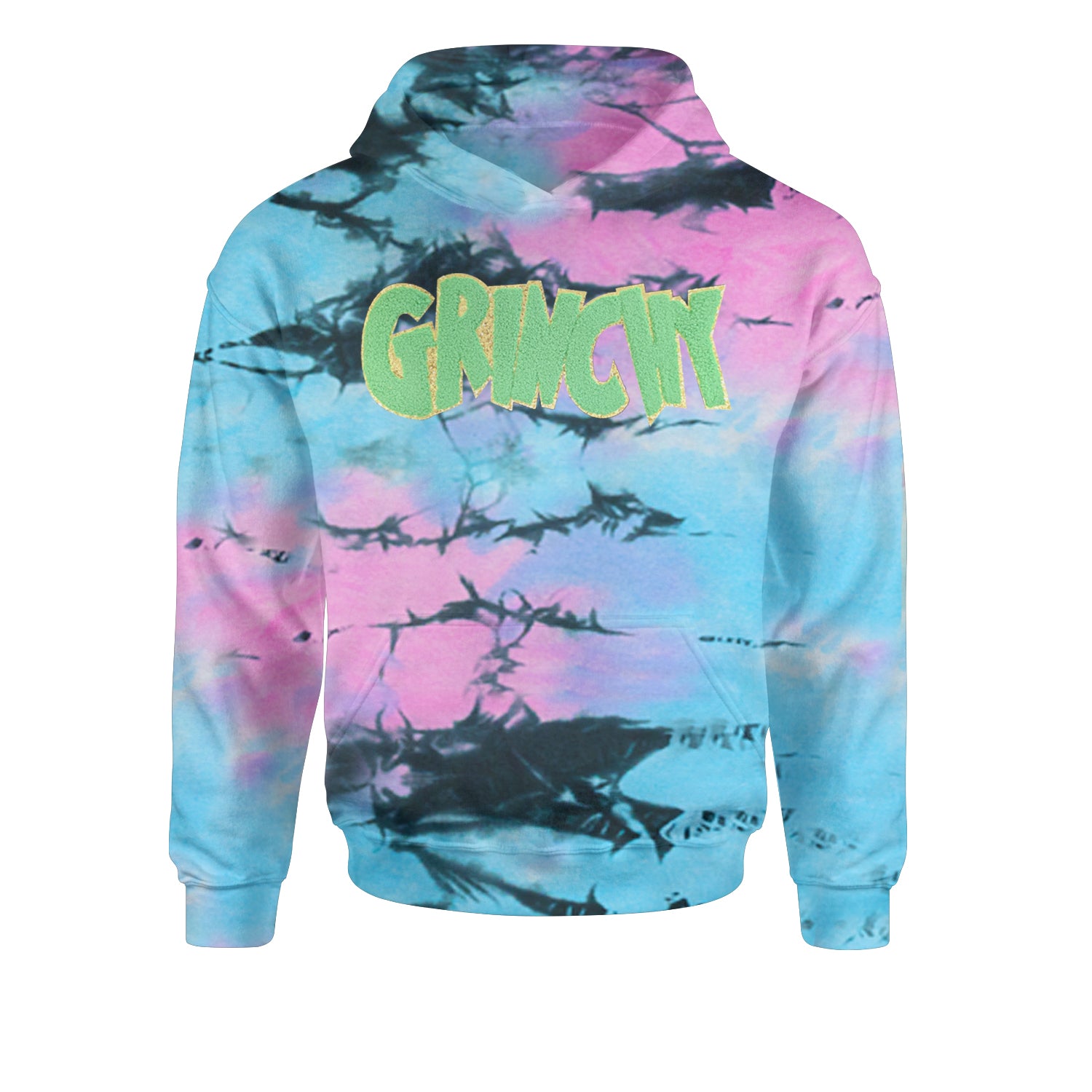 Green Gr-nchy Chenille PatchYouth-Sized Hoodie Tie-Dye Pacific