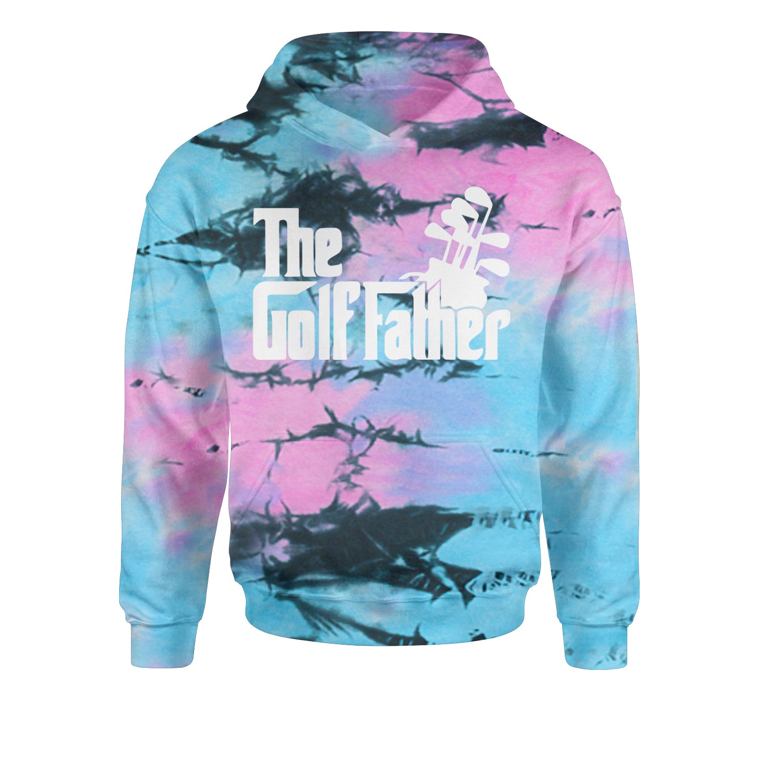 The Golf Father Golfing Dad  Youth-Sized Hoodie Tie-Dye Pacific