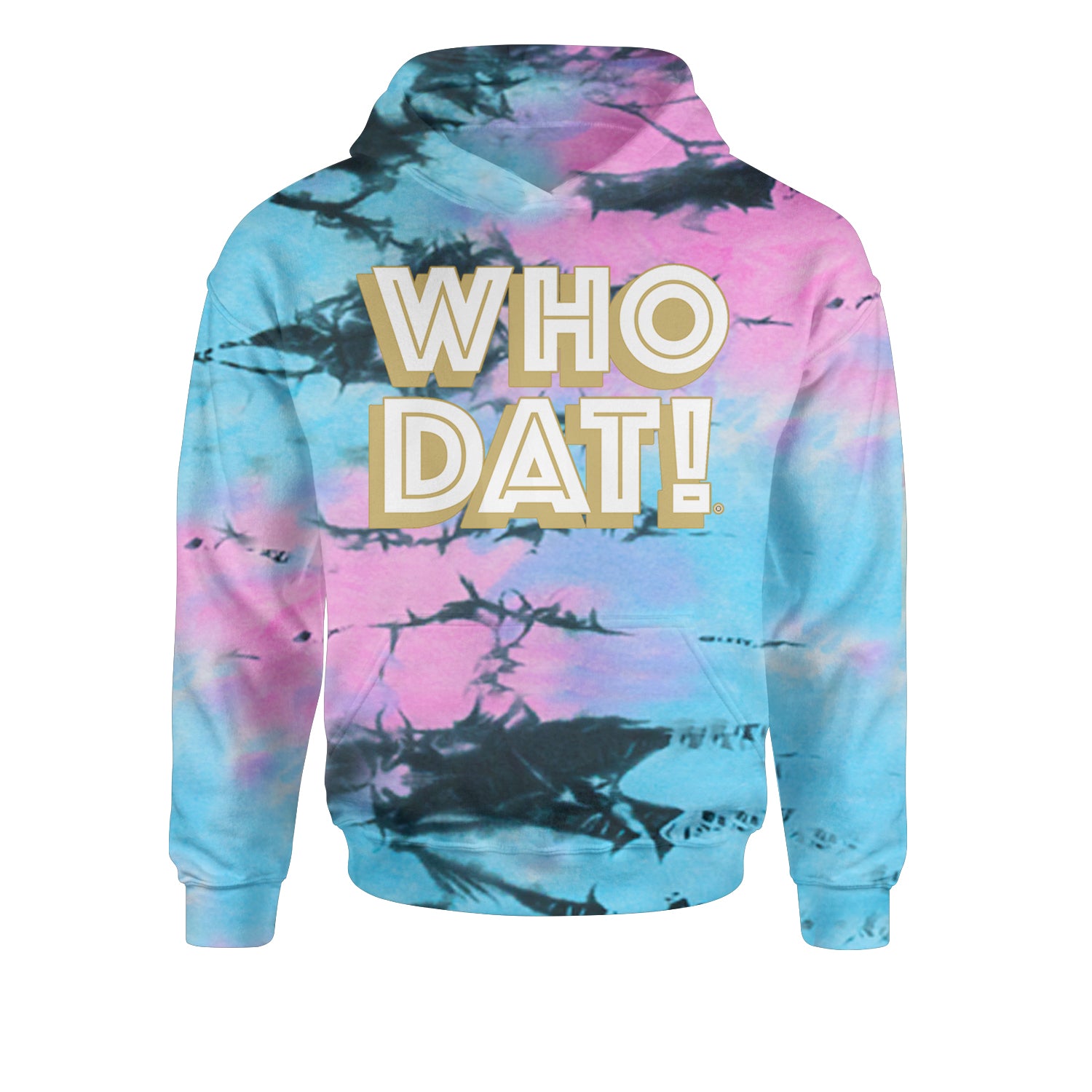 Who Dat Nation Big Bold New Orleans Youth-Sized Hoodie Tie-Dye Pacific