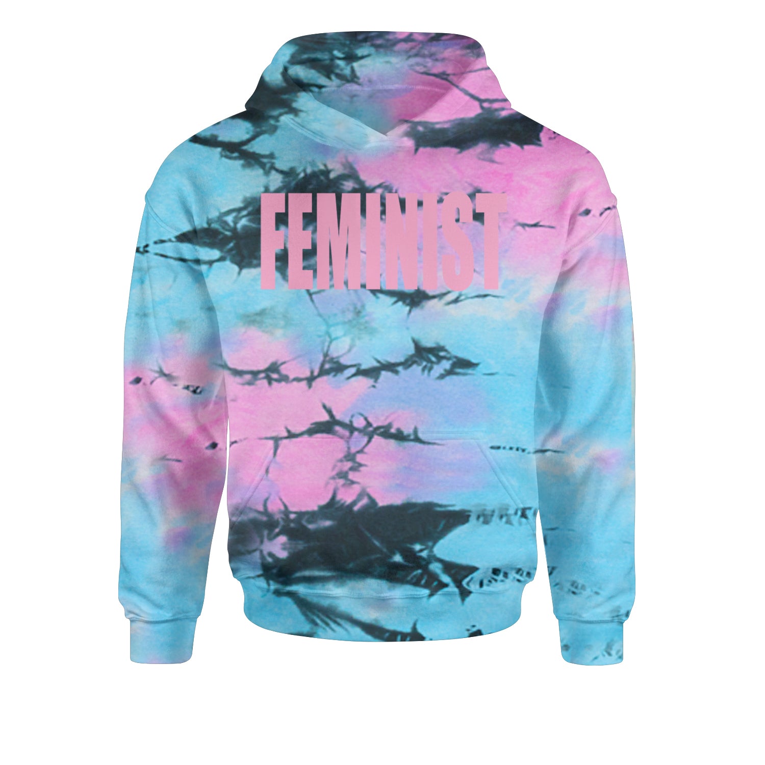 Feminist (Pink Print) Youth-Sized Hoodie Tie-Dye Pacific