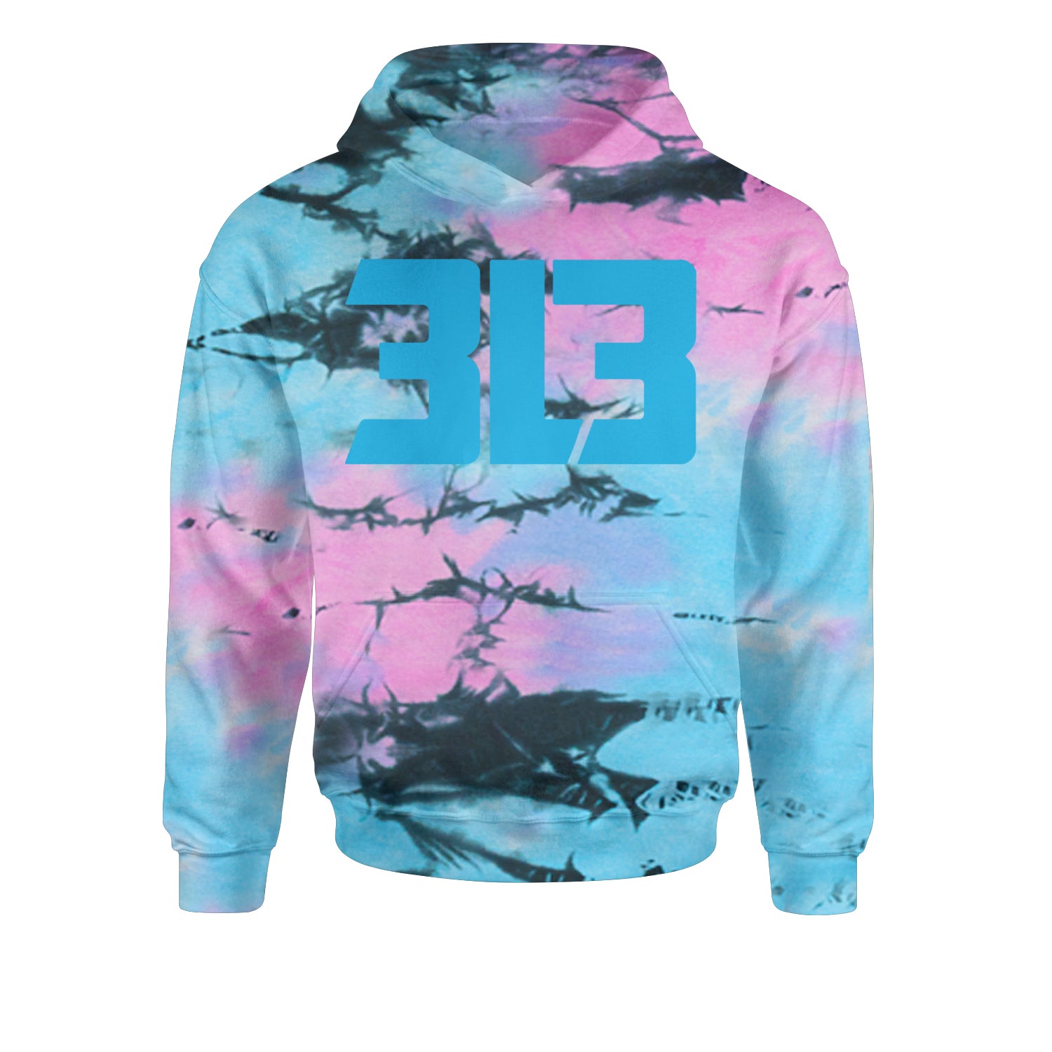 3L3 From The 313 Detroit Football Youth-Sized Hoodie Tie-Dye Pacific