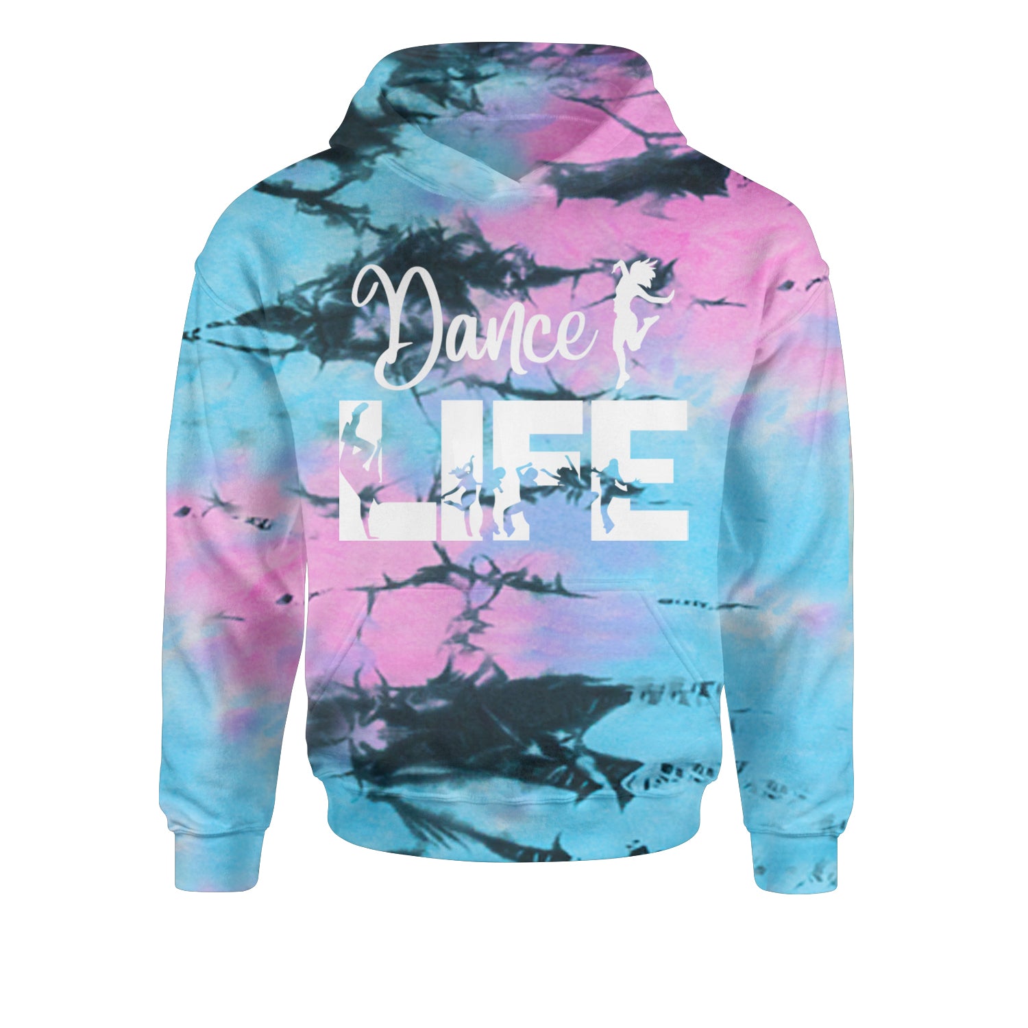 Dance Life Silhouette Dancers Youth-Sized Hoodie Tie-Dye Pacific