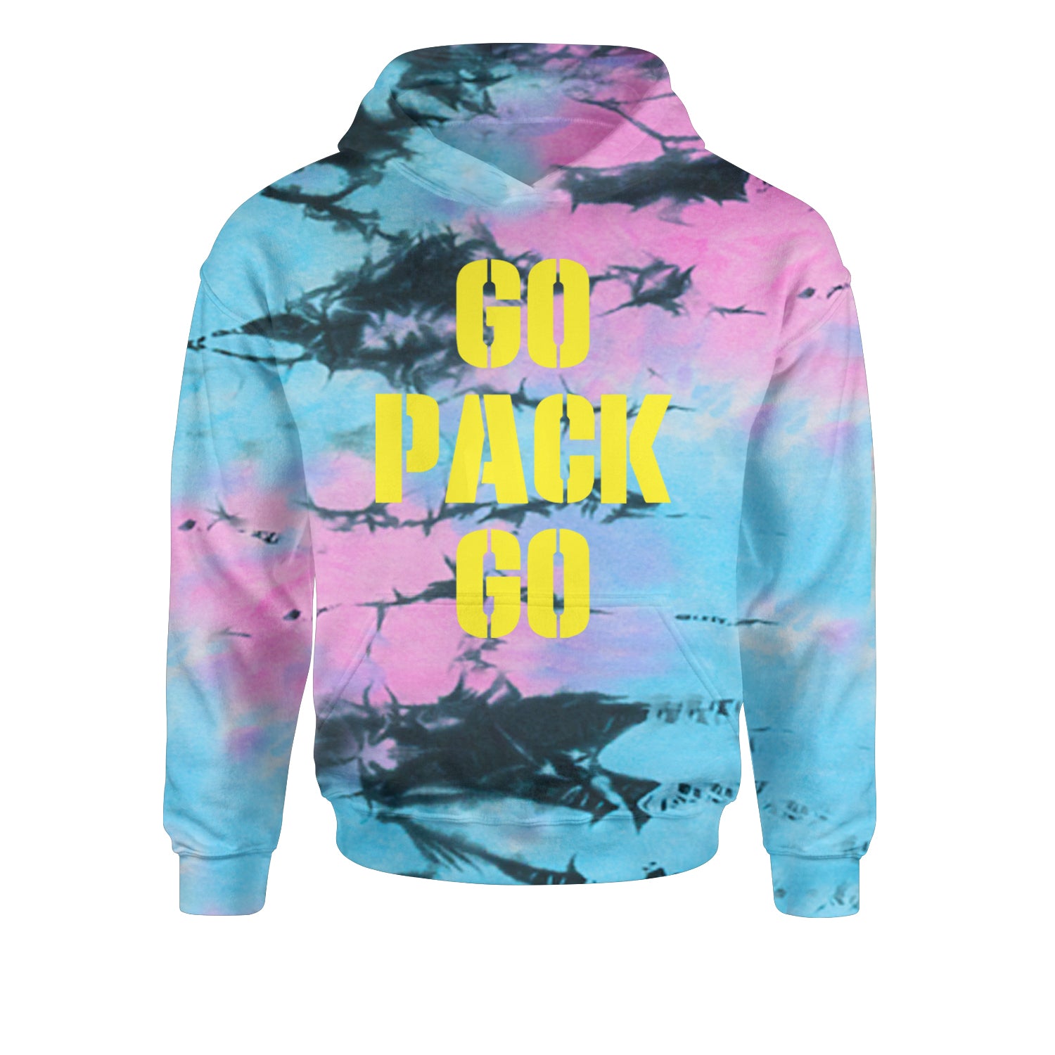 Go Pack Go Green Bay Youth-Sized Hoodie Tie-Dye Pacific