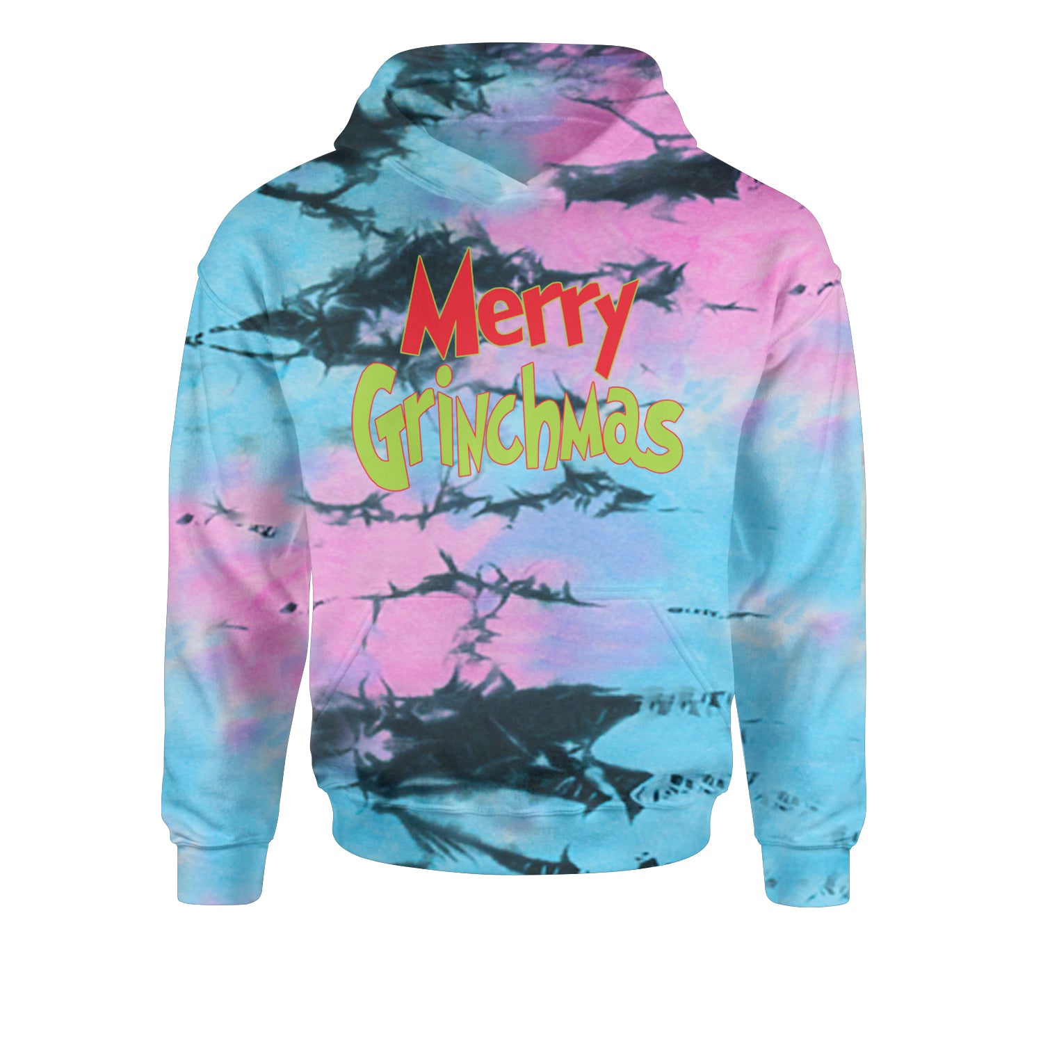 Merry Grinchmas Jolly Merry ChristmasYouth-Sized Hoodie Tie-Dye Pacific