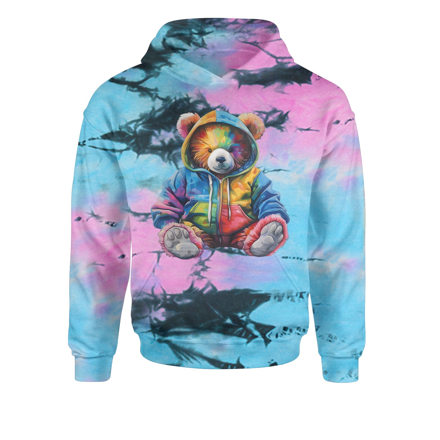 Rainbow Streetwear Urban Graffiti BearYouth-Sized Hoodie Tie-Dye Pacific