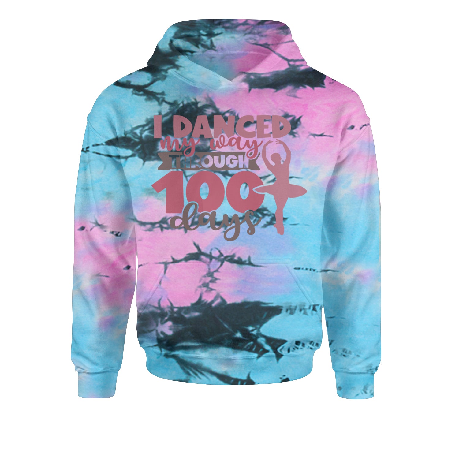 I Danced My Way Through 100 Days Of SchoolYouth-Sized Hoodie Tie-Dye Pacific