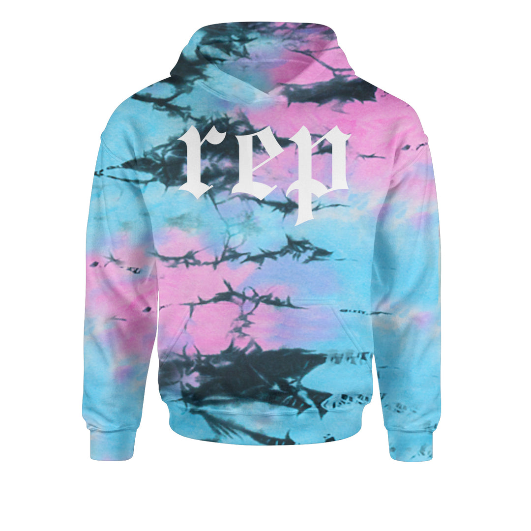 REP Reputation Eras Music Lover Gift Fan Favorite Youth-Sized Hoodie Tie-Dye Pacific