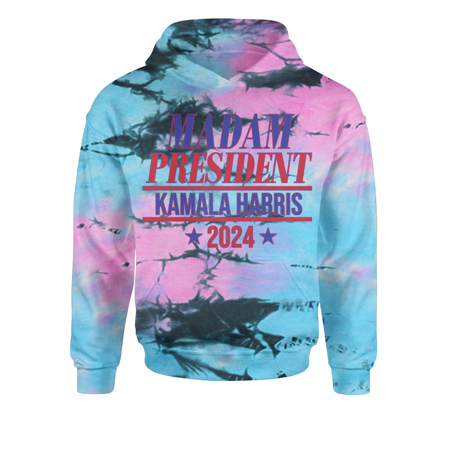 Madam President - Support kamala Harris For President 2024 Youth-Sized Hoodie Tie-Dye Pacific