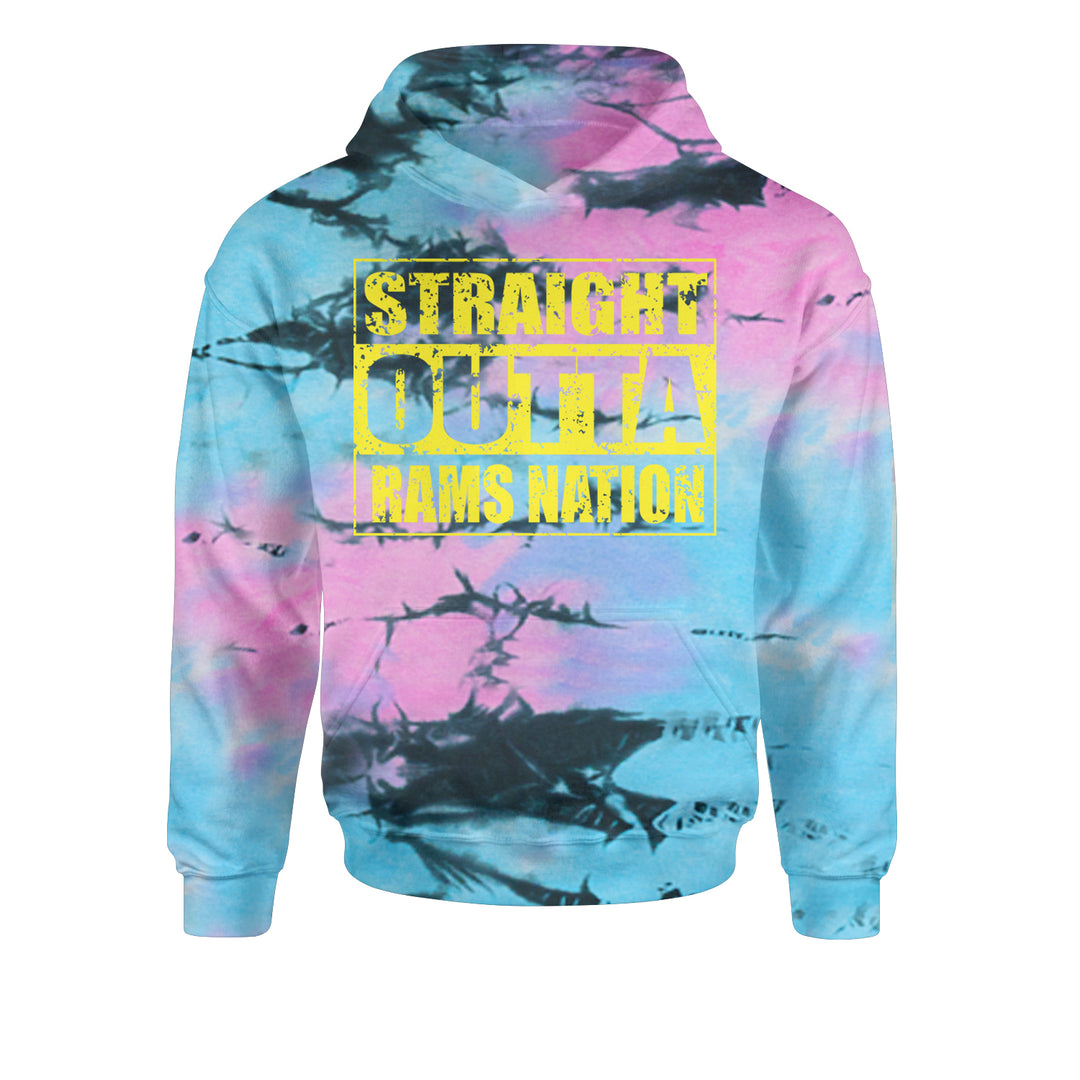 Straight Outta Rams Nation   Youth-Sized Hoodie Tie-Dye Pacific