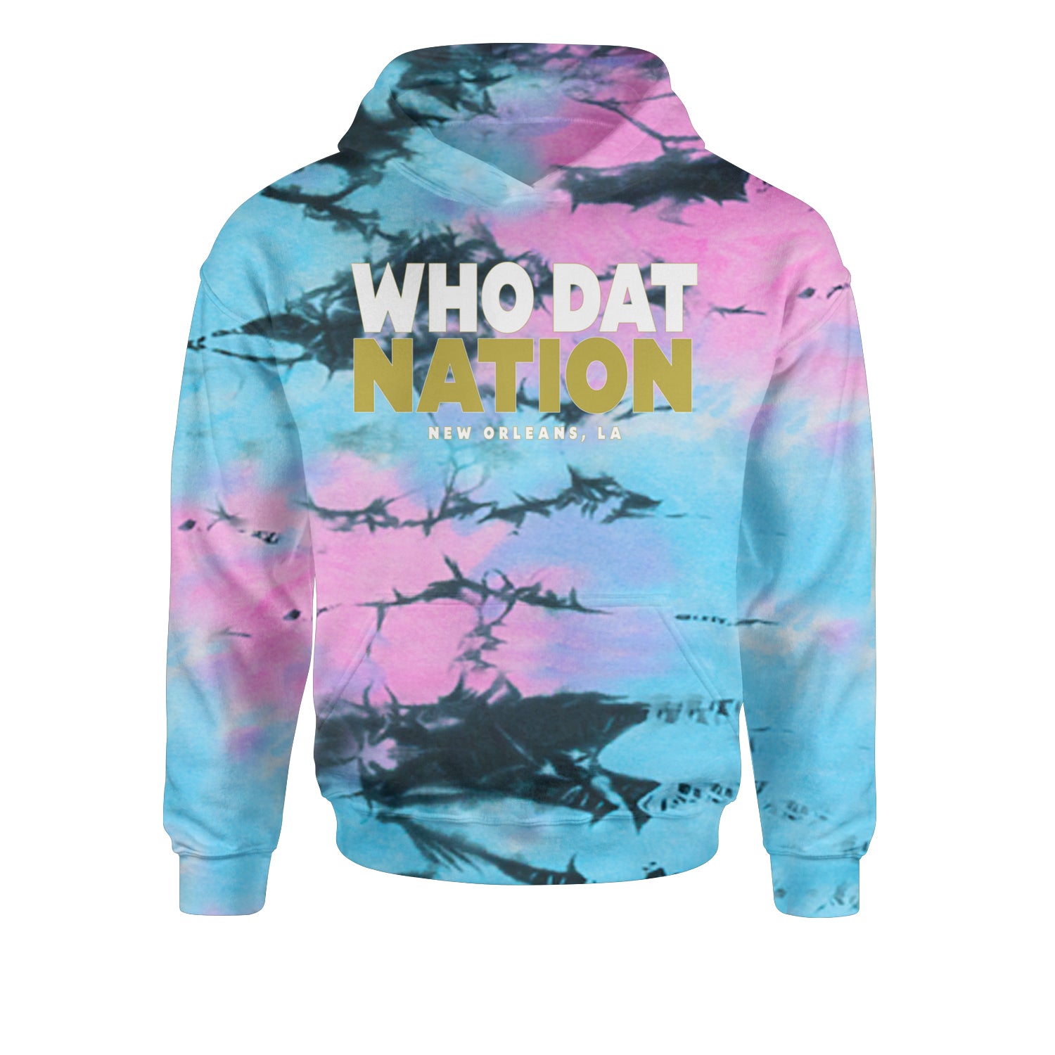 New Orleans Who Dat Nation Youth-Sized Hoodie Tie-Dye Pacific