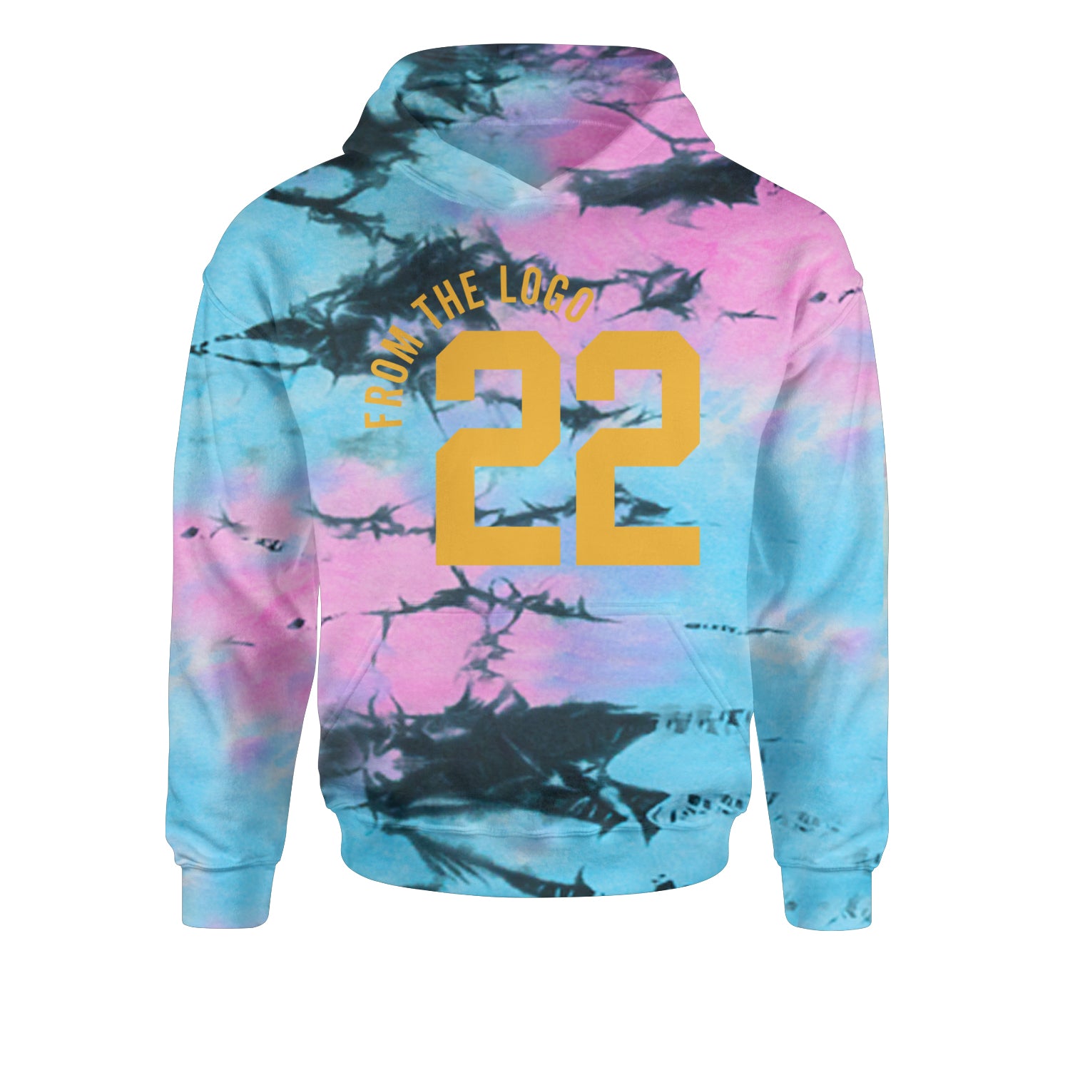 From The Logo #22 Basketball Youth-Sized Hoodie Tie-Dye Pacific