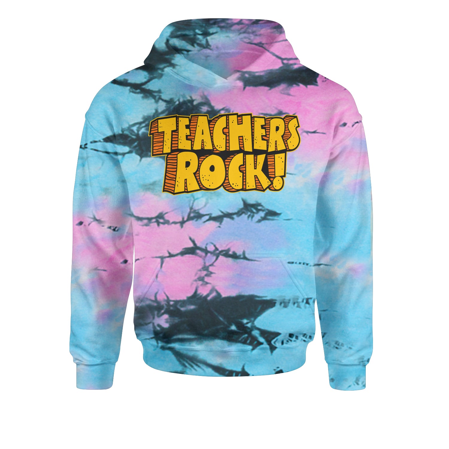 Teachers Rock RetroYouth-Sized Hoodie Tie-Dye Pacific