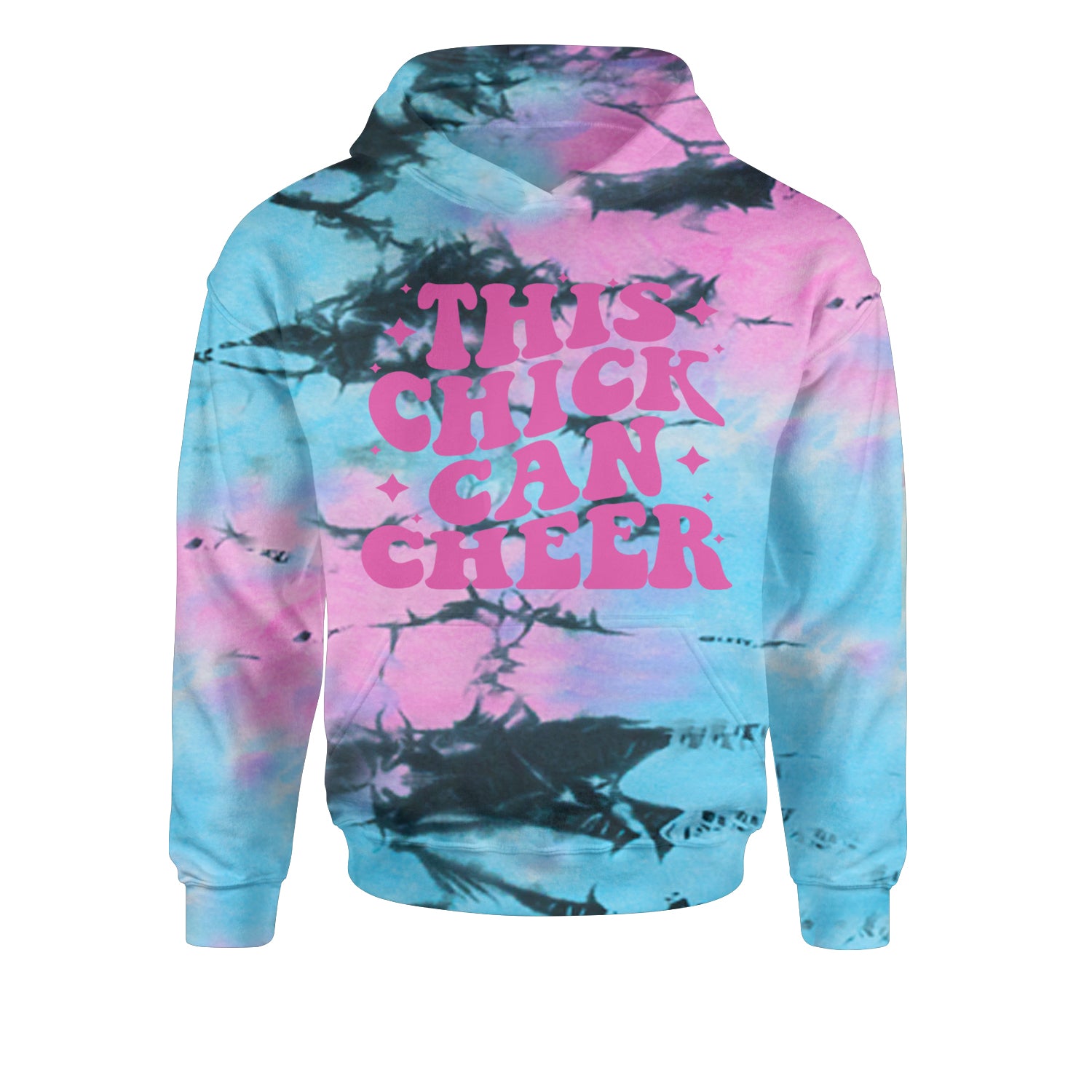 This Chick Can Cheer Youth-Sized Hoodie Tie-Dye Pacific