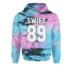Swift 89 Birth Year Music Fan Era Poets Department Lover Youth-Sized Hoodie Tie-Dye Pacific