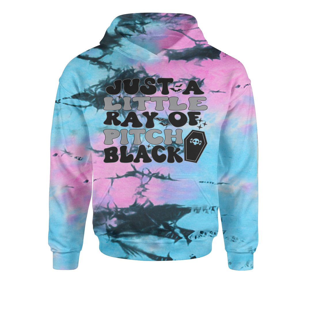 Just A Little Ray of Pitch Black graphic on Kids' Heavyweight Fleece Pullover Hoodie in Black alternate view 2