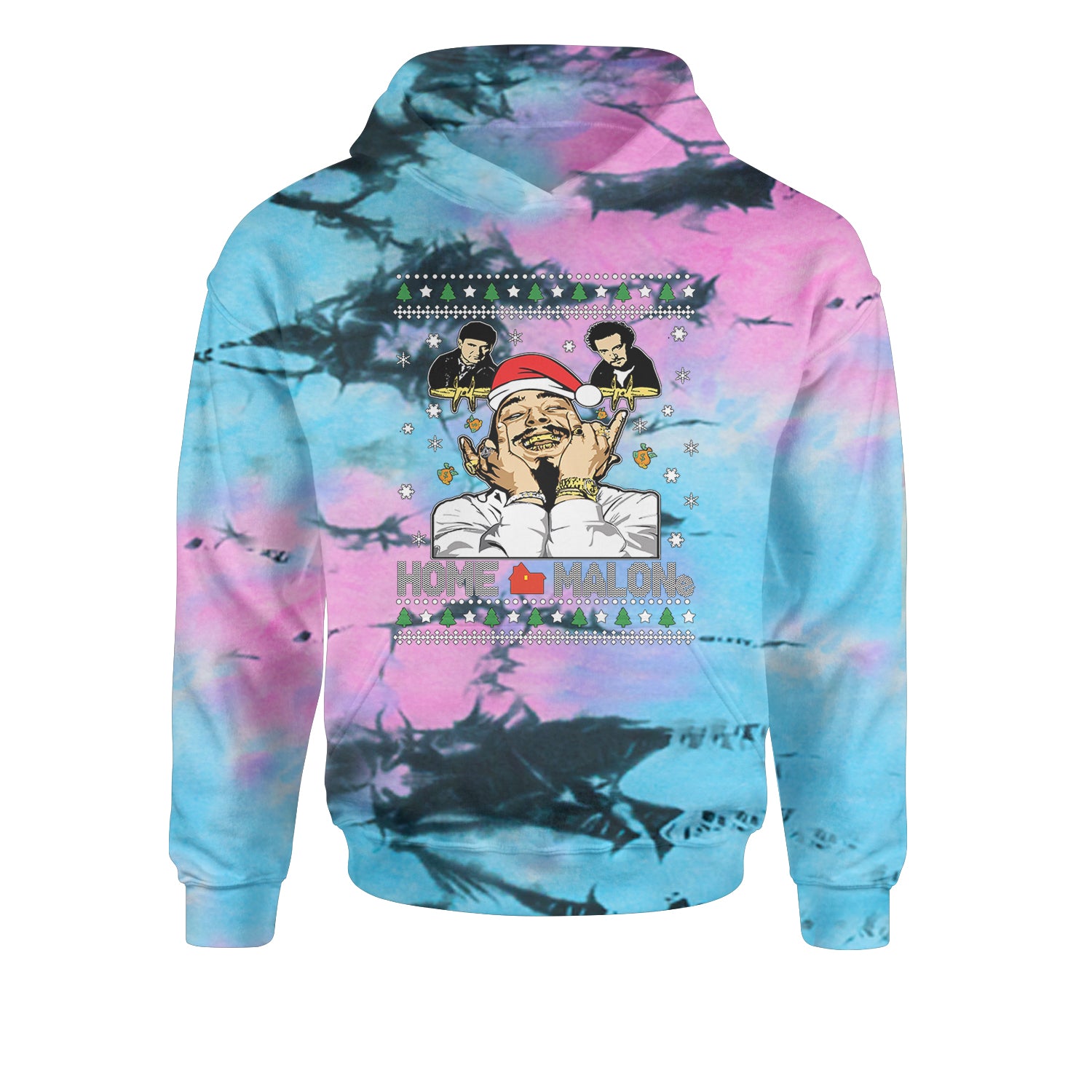 Home Malone Ugly ChristmasYouth-Sized Hoodie Tie-Dye Pacific