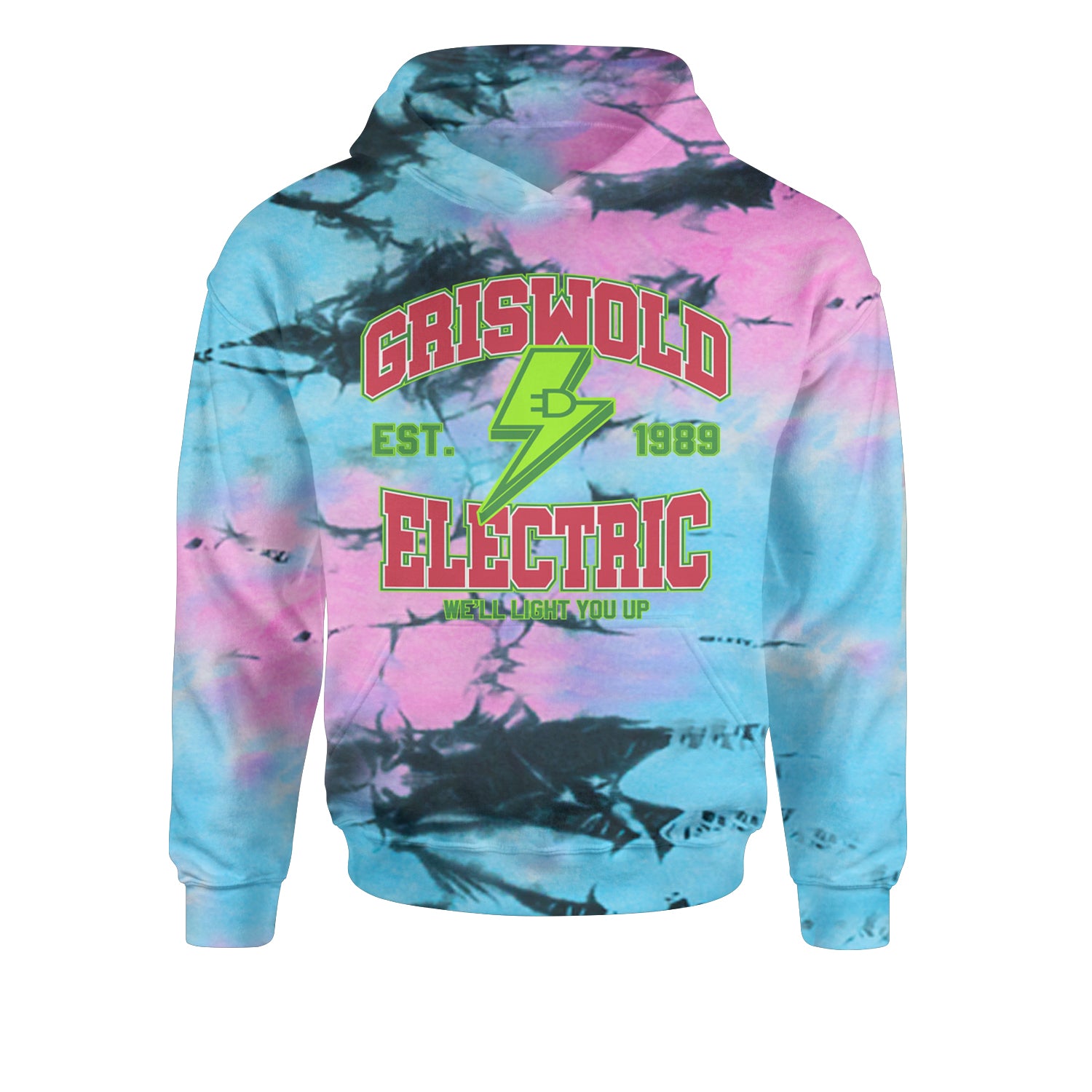 Griswold Electric We'll Light You UpYouth-Sized Hoodie Tie-Dye Pacific