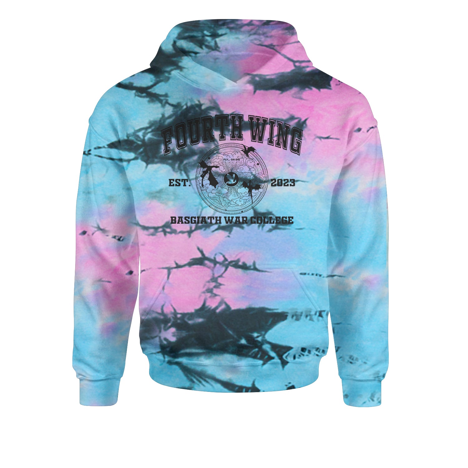 Fourth Wing Basgiath War College Youth-Sized Hoodie Tie-Dye Pacific