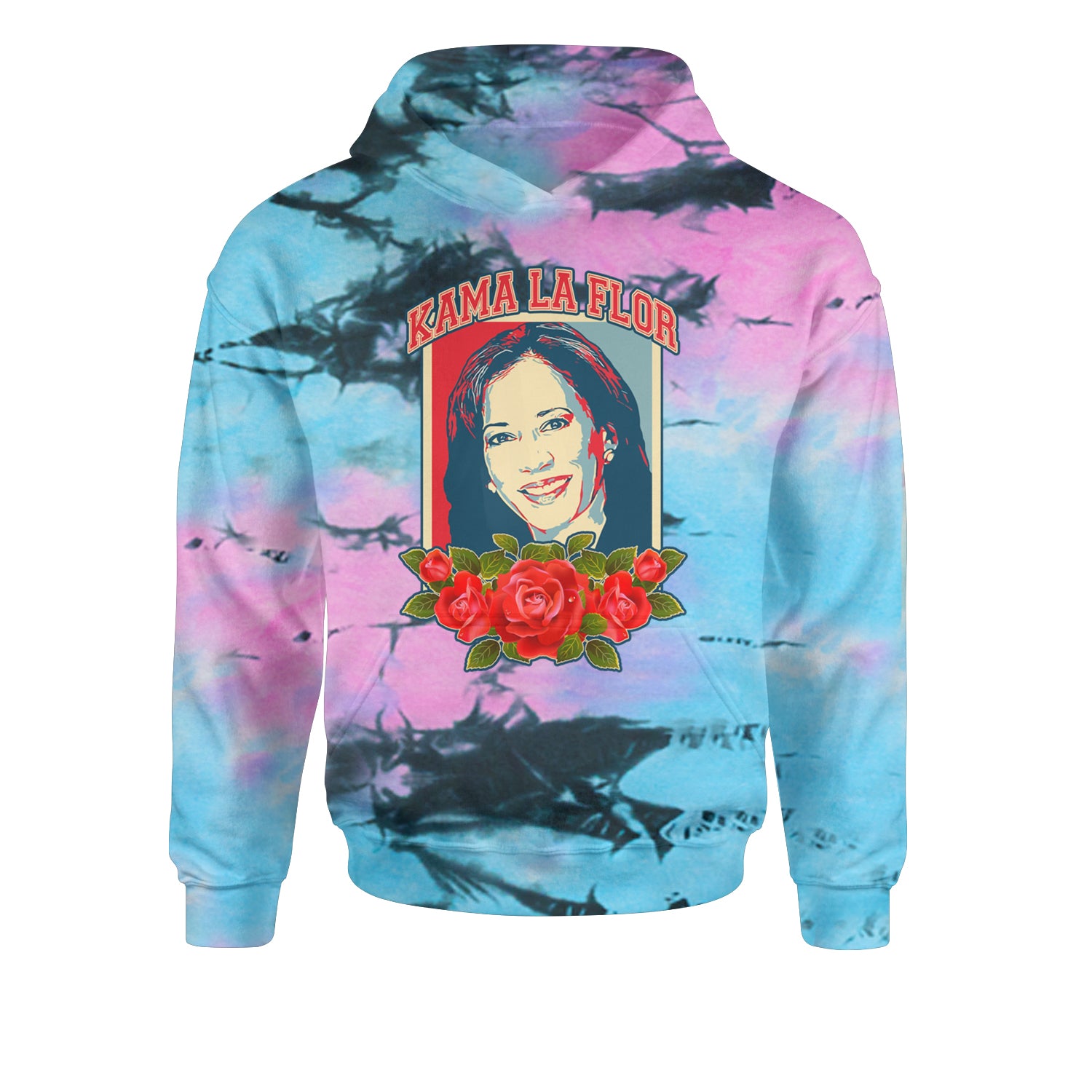 Kama La Flor Kamala Como La Flor Youth-Sized Hoodie Tie-Dye Pacific