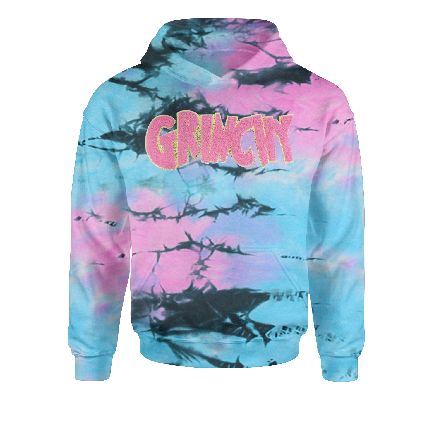 Pink Gr-nchy Chenille PatchYouth-Sized Hoodie Tie-Dye Pacific