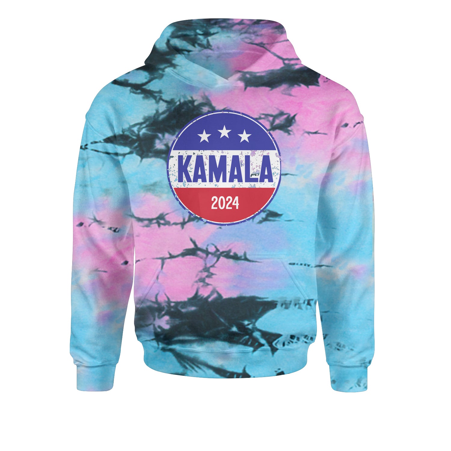 Kamala Badge 2024 - Kamala Harris For President 2024 Youth-Sized Hoodie Tie-Dye Pacific