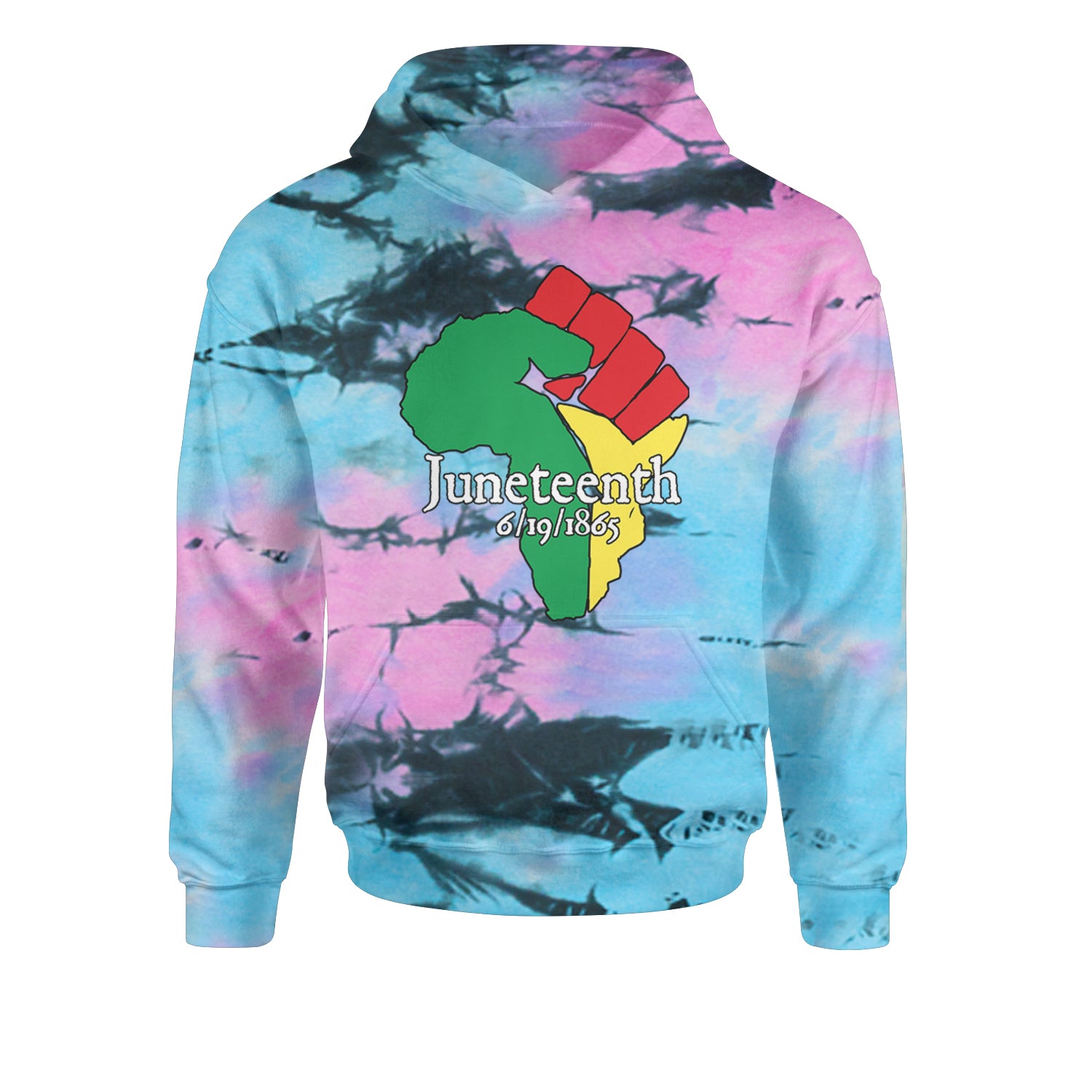 Juneteenth Raised Fist Africa Celebrate Emancipation DayYouth-Sized Hoodie Tie-Dye Pacific