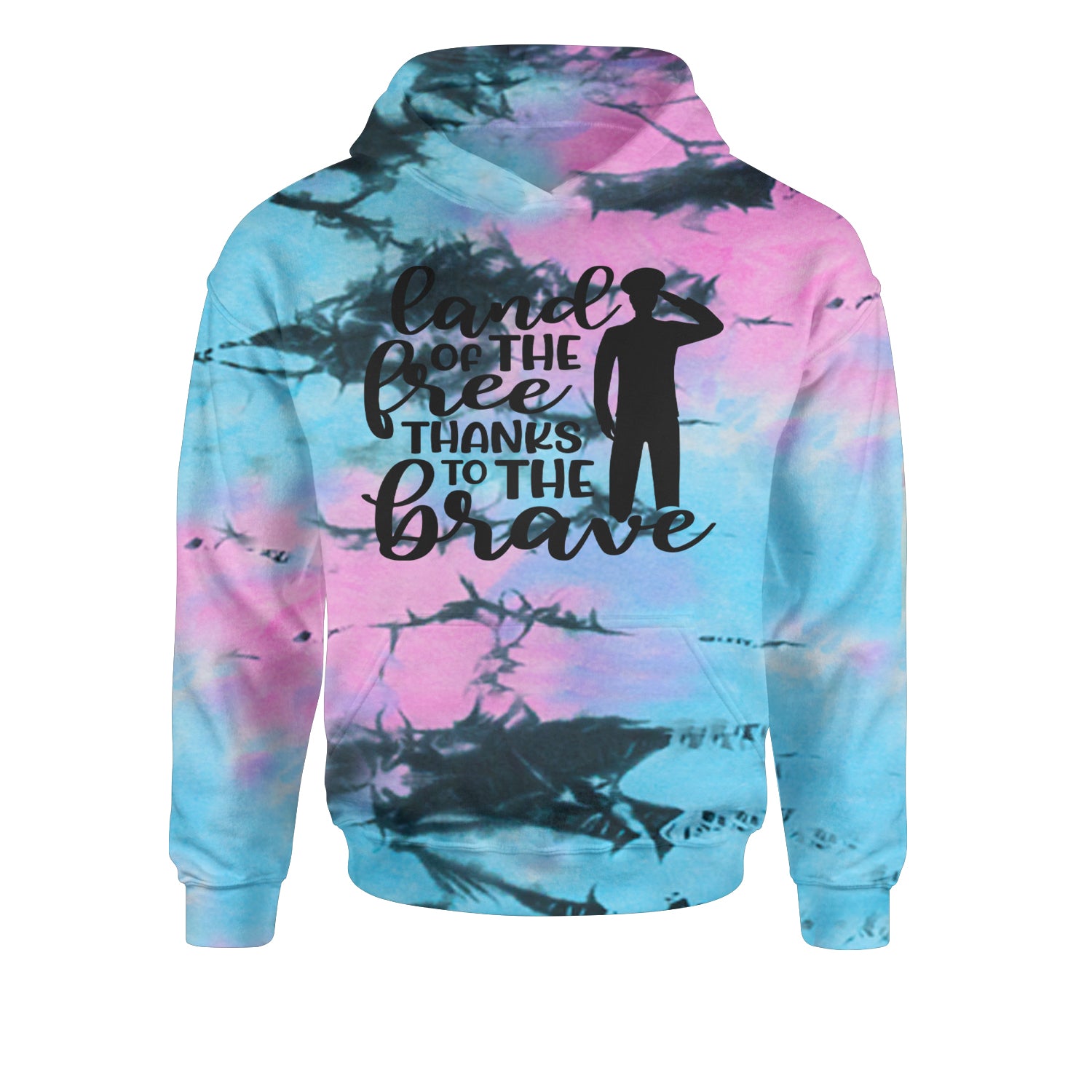 Land Of The Free Thanks To The Brave Veterans Youth-Sized Hoodie Tie-Dye Pacific