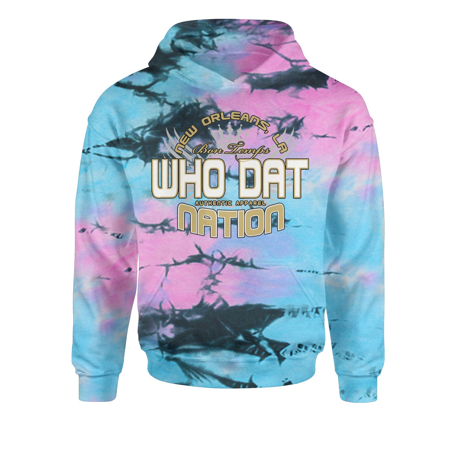 Who Dat Nation New Orleans (Color) Youth-Sized Hoodie Tie-Dye Pacific