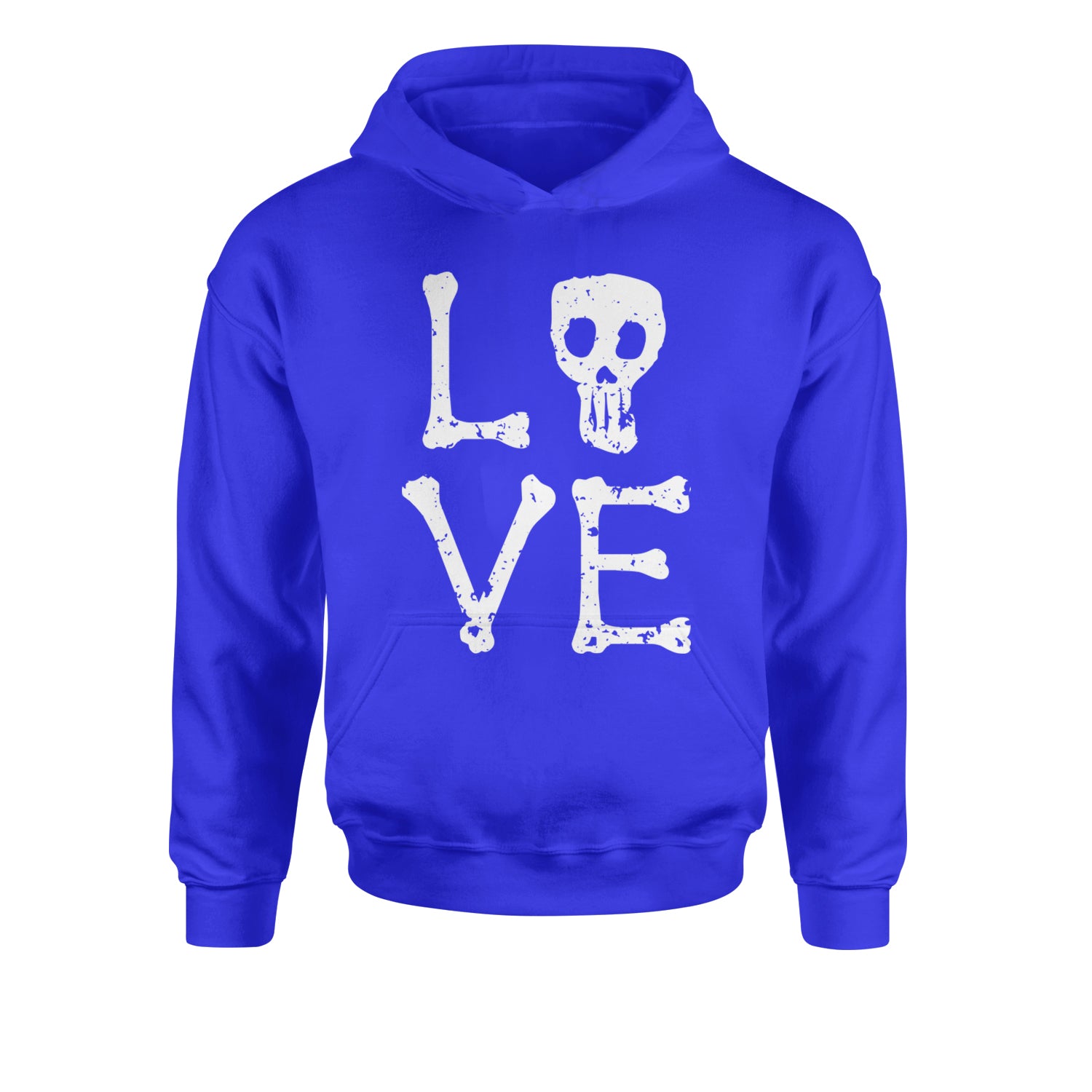 Love Skeleton Bones Youth-Sized Hoodie Royal Blue