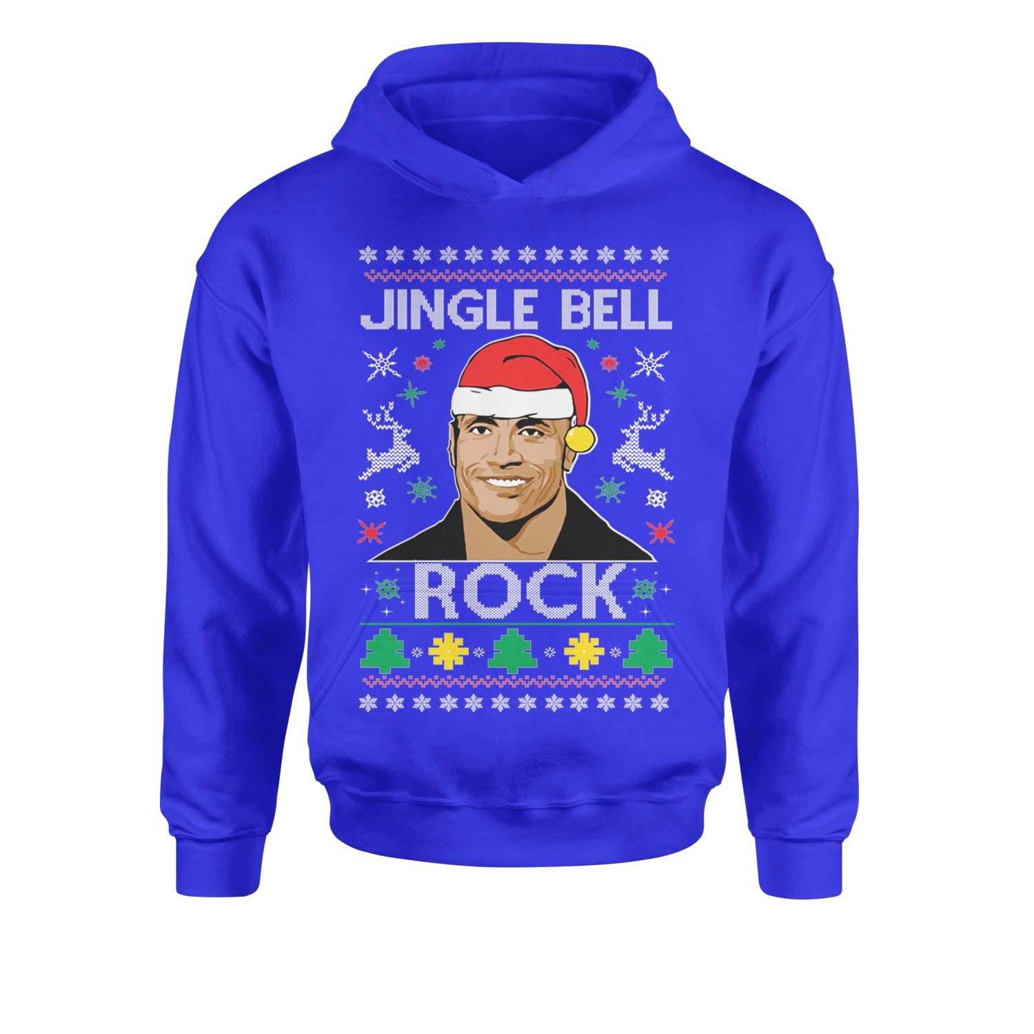 Jingle Bell Rock Ugly Christmas Youth-Sized Hoodie Royal Blue