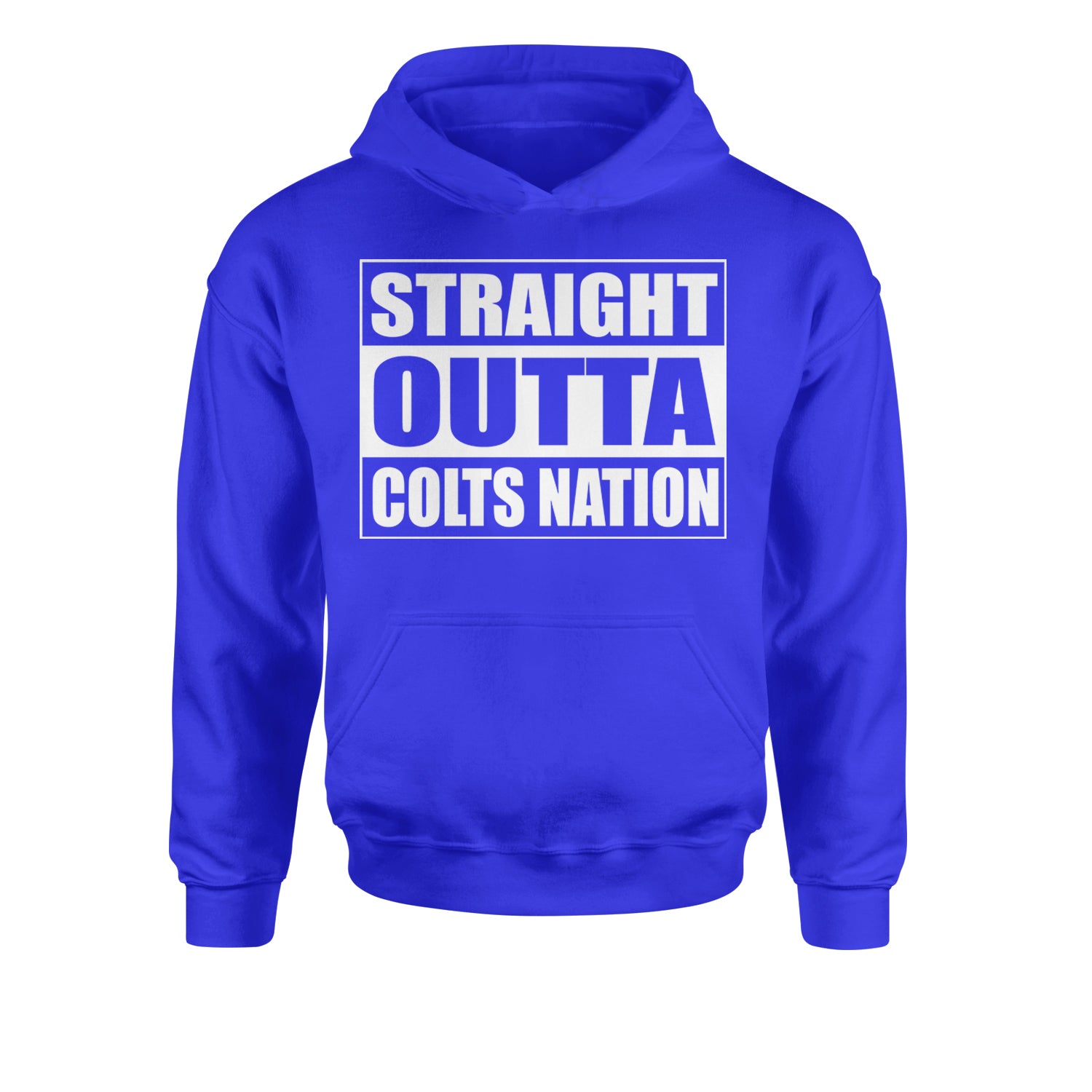 Straight Outta Colts Nation Football  Youth-Sized Hoodie Royal Blue