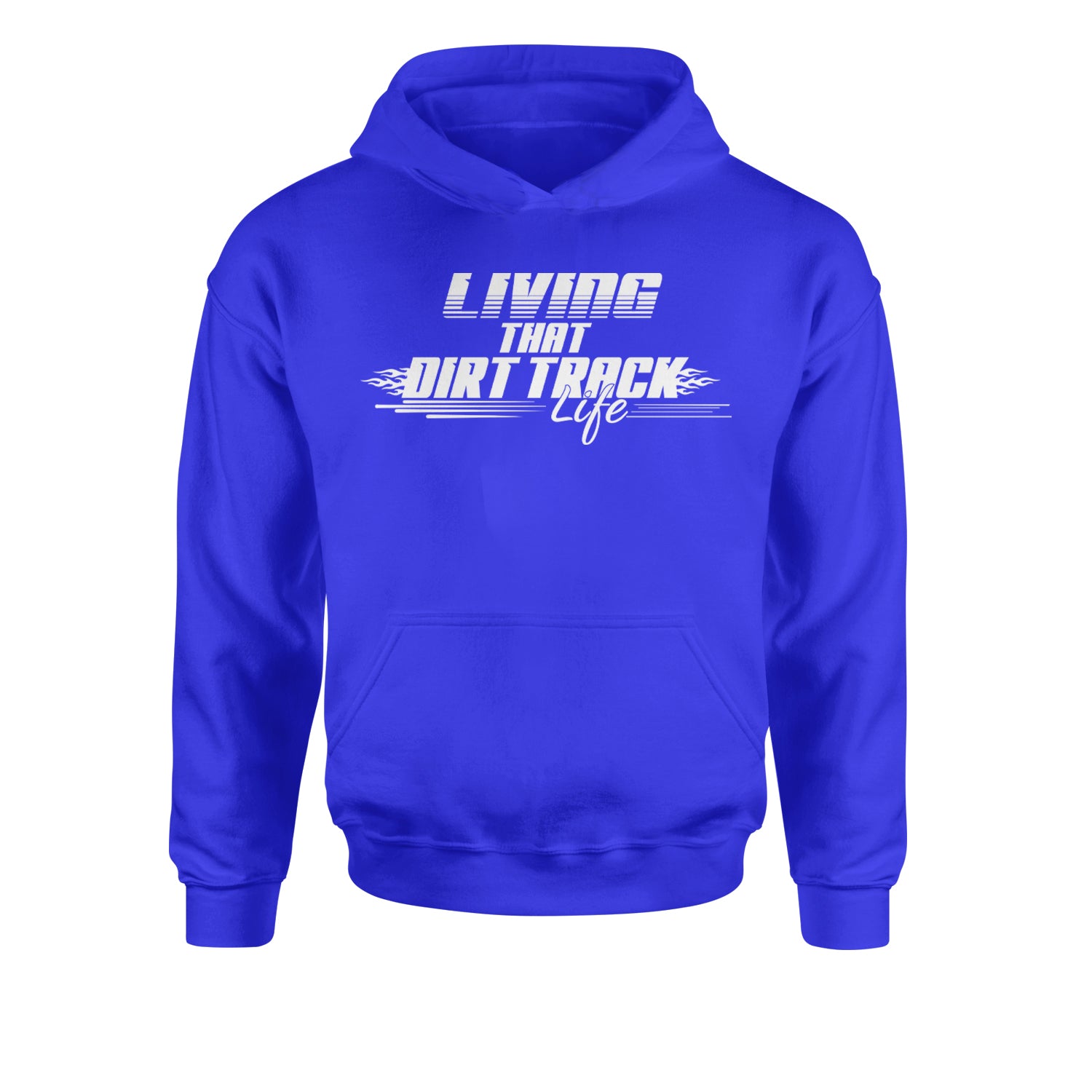 Living That Dirt Track Life Youth-Sized Hoodie Royal Blue