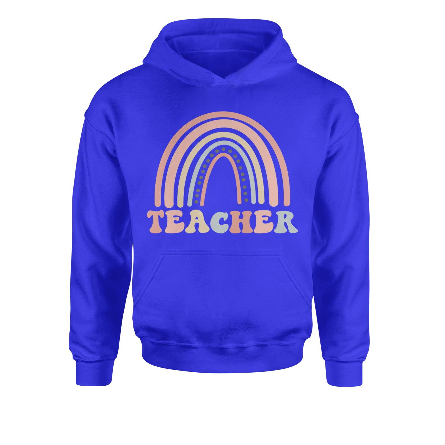 Teacher Pastel RainbowYouth-Sized Hoodie Royal Blue