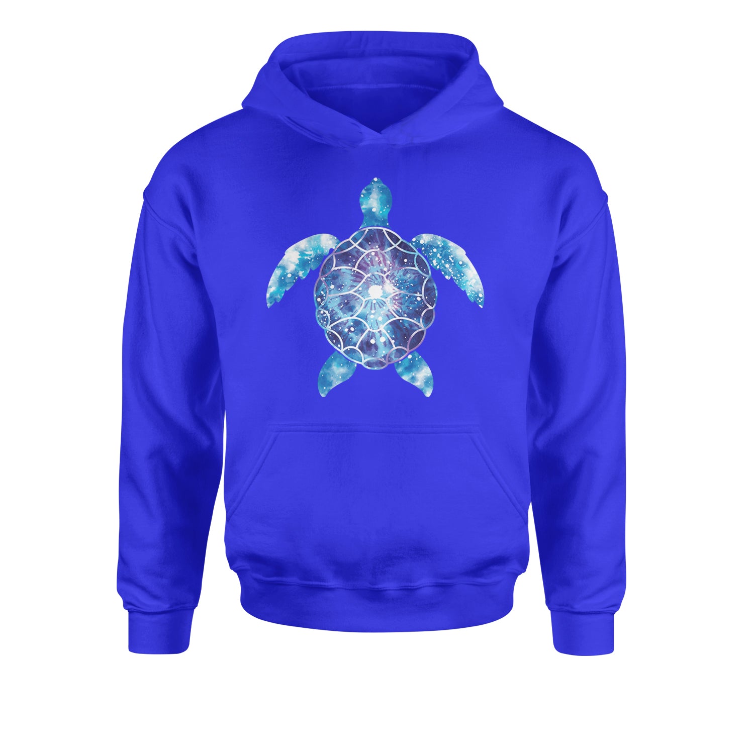 Ocean Aura Tie-Dye Sea Turtle Youth-Sized Hoodie Royal Blue