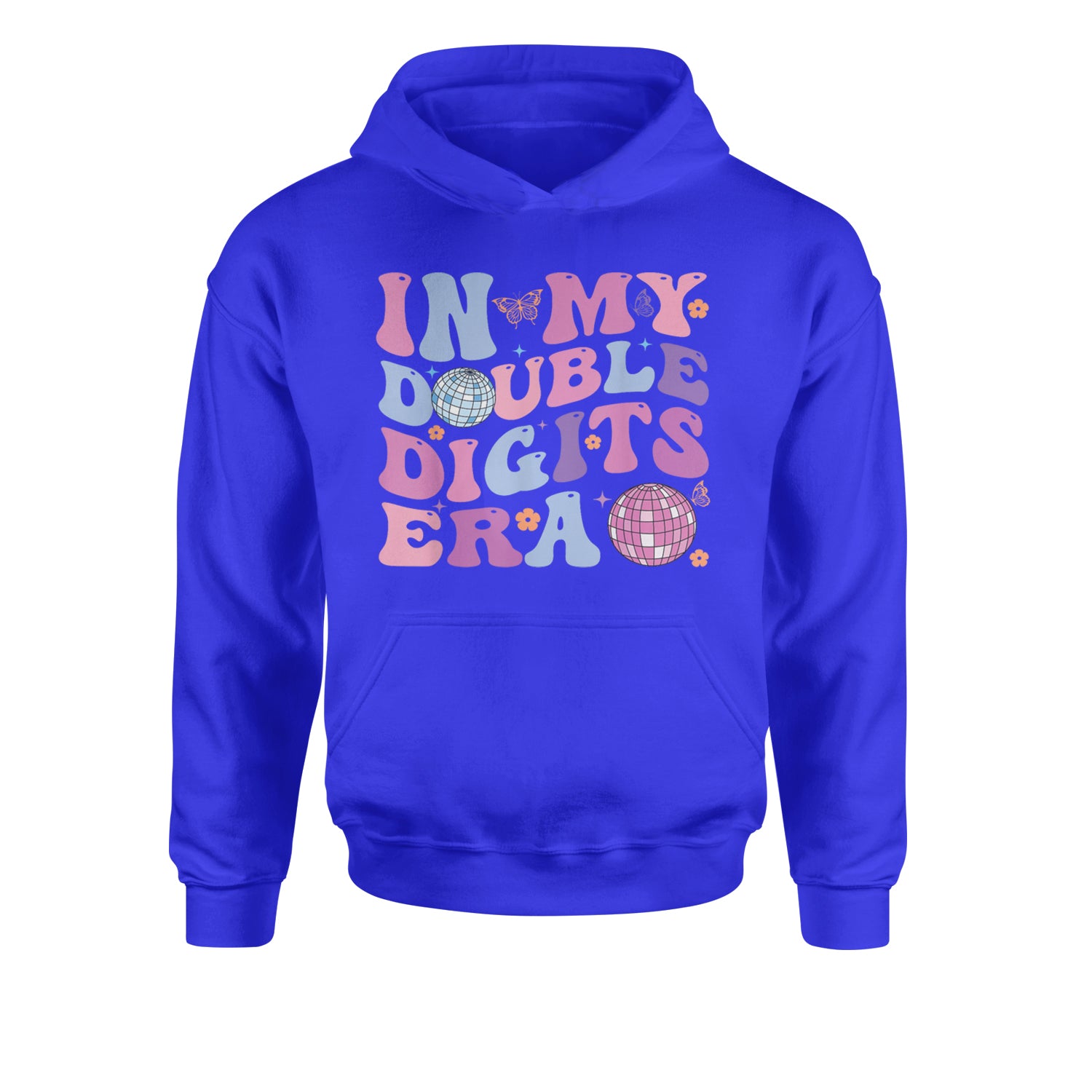 In My Double Digits Era Retro 10 Year Old 10th Birthday Youth-Sized Hoodie Royal Blue