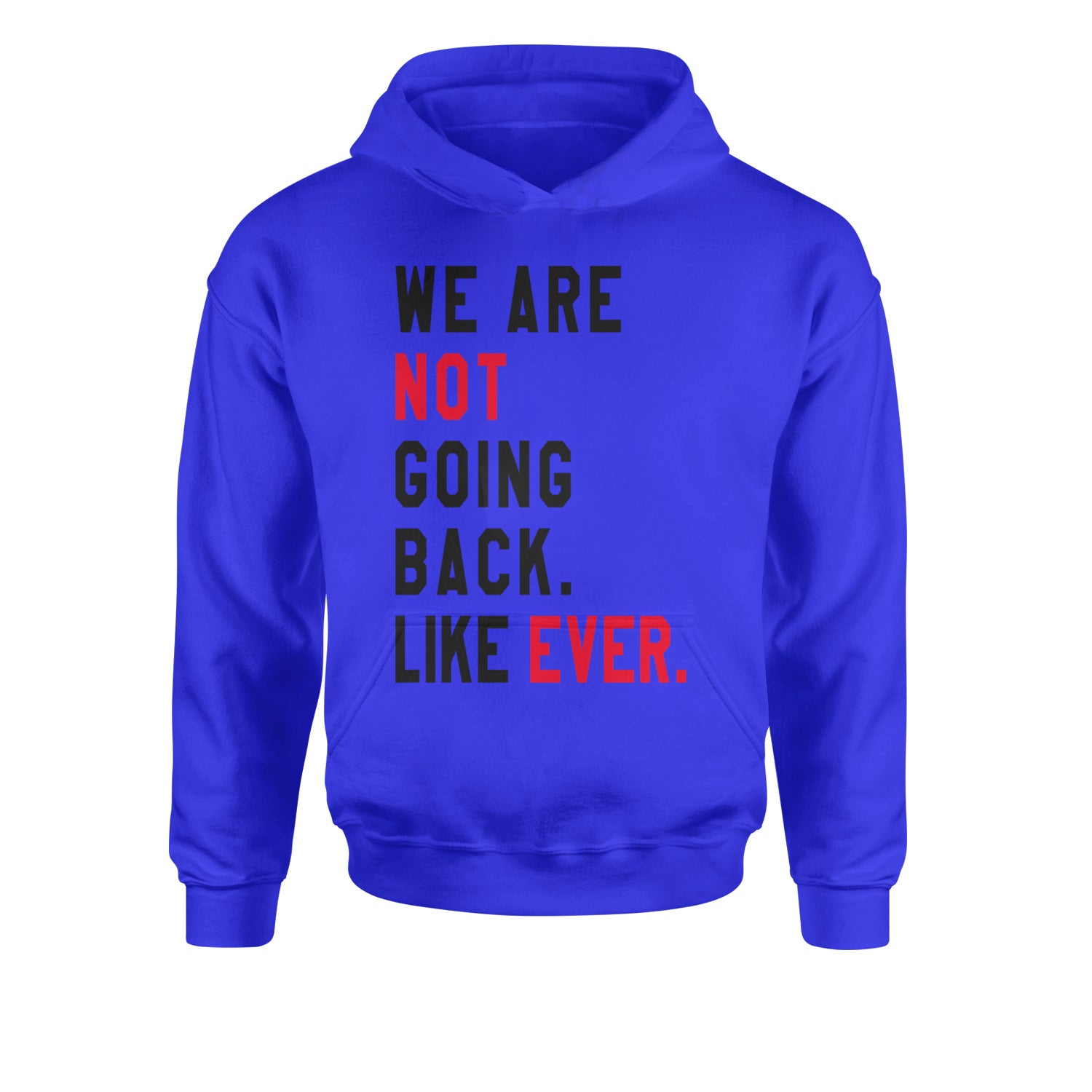 We Are Not Going Back Like Ever Vote For Kamala Youth-Sized Hoodie Royal Blue