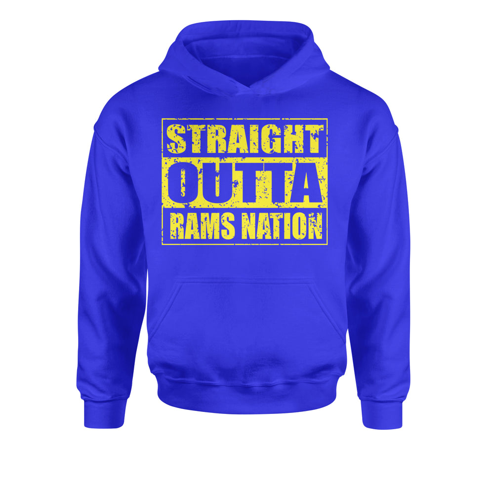 Straight Outta Rams Nation   Youth-Sized Hoodie Royal Blue